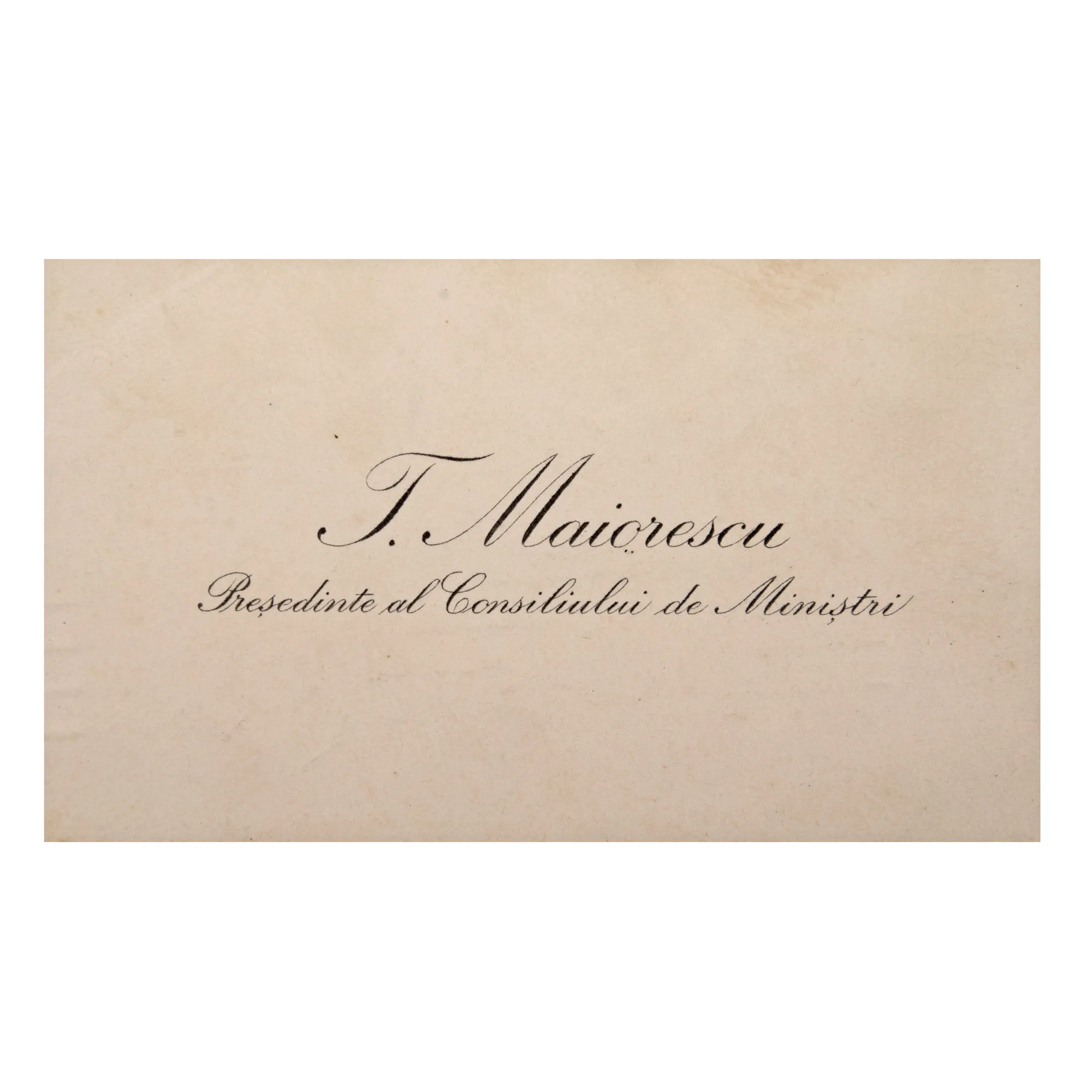 Address card of Titu Maiorescu, President of the Council of Ministers