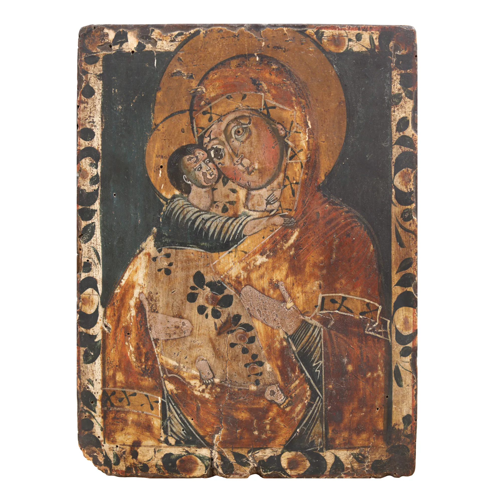 Icon on wood, "Virgin Mary with the Child (Glikofilusa)", Russian school, late 18th century