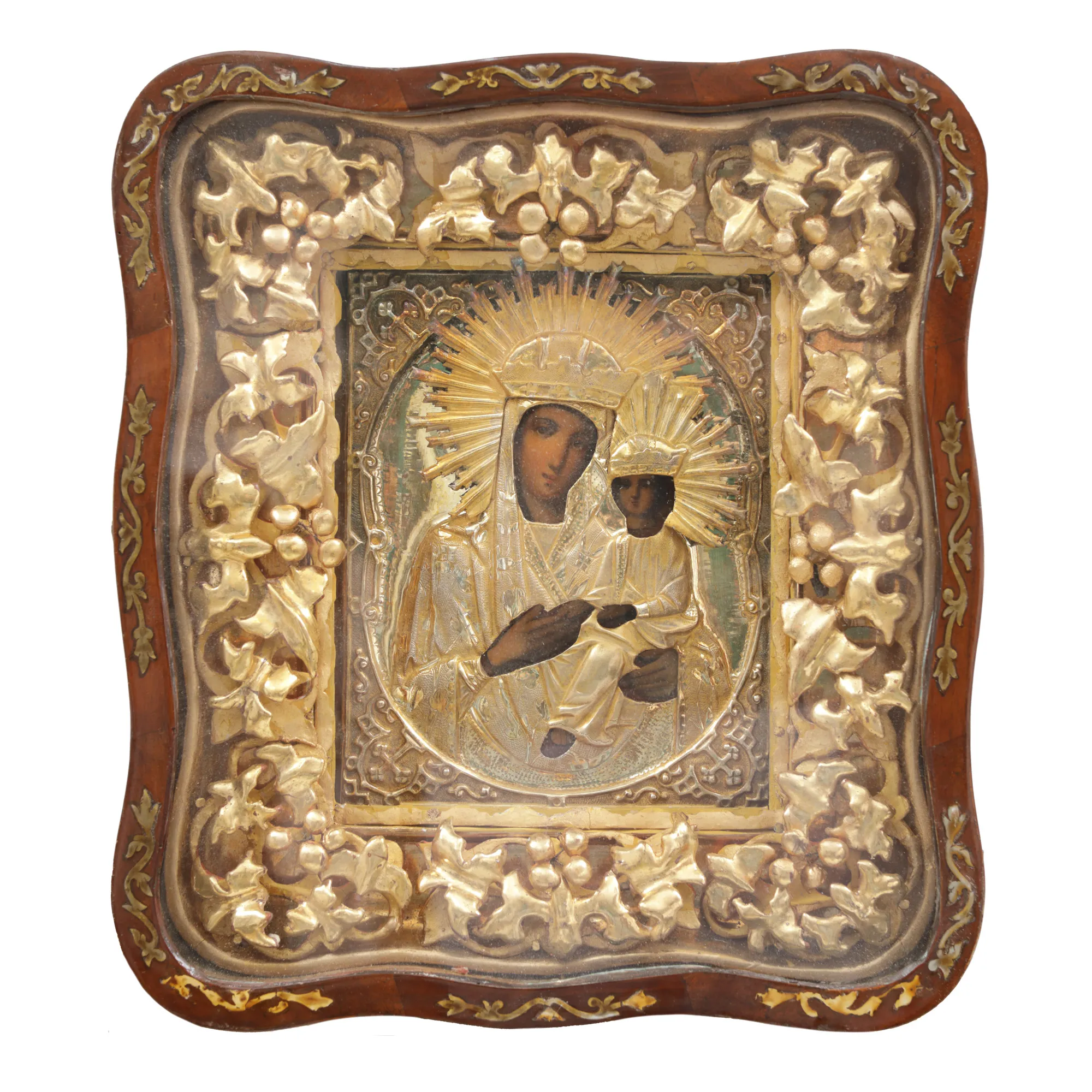 Icon on wood, with encasing, "Virgin Mary with the Child", Russian school, late 19th century
