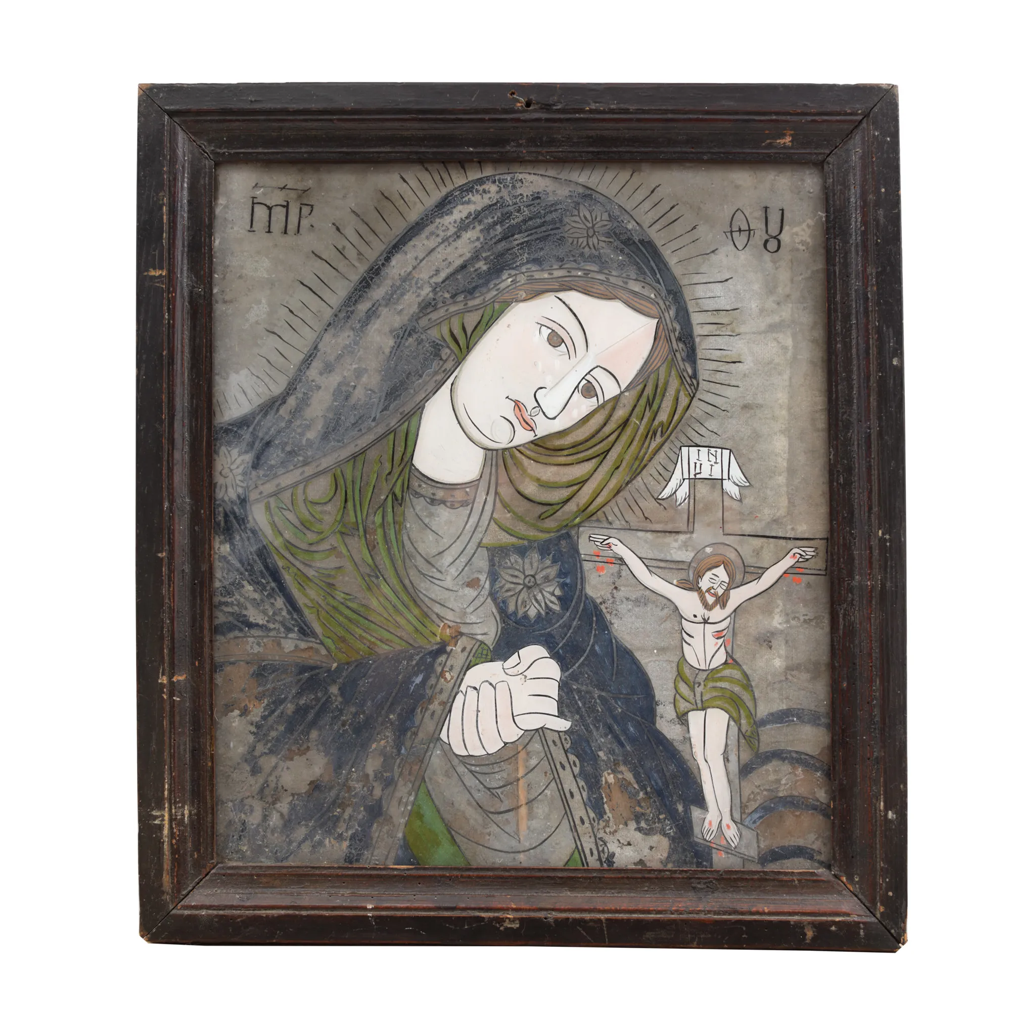 Icon on glass, "Virgin Mary in Sorrows", workshop in Laz, 19th century
