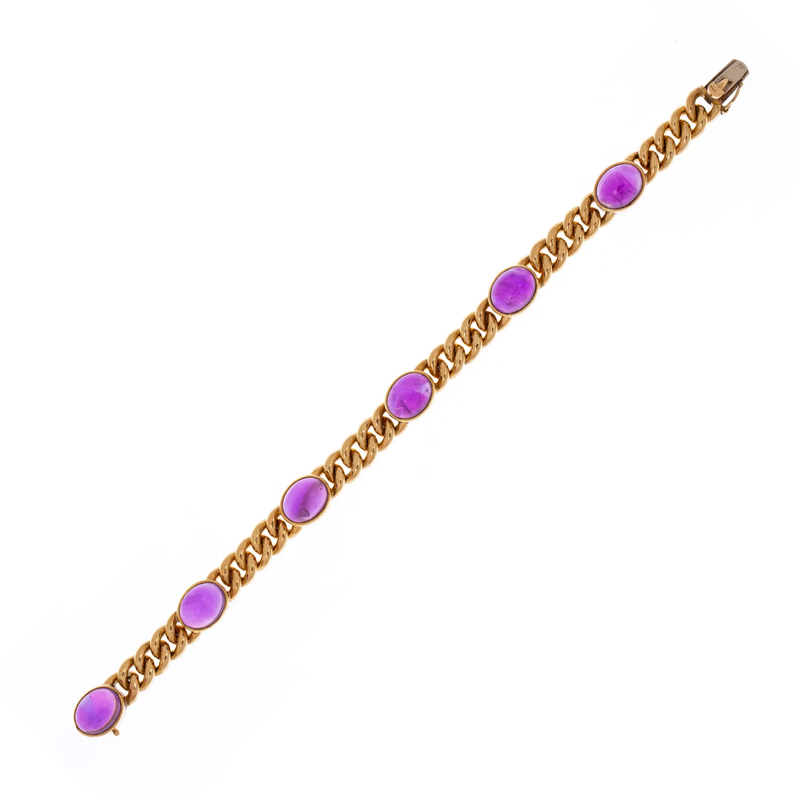 Gold bracelet, adorned with cabochon amethysts