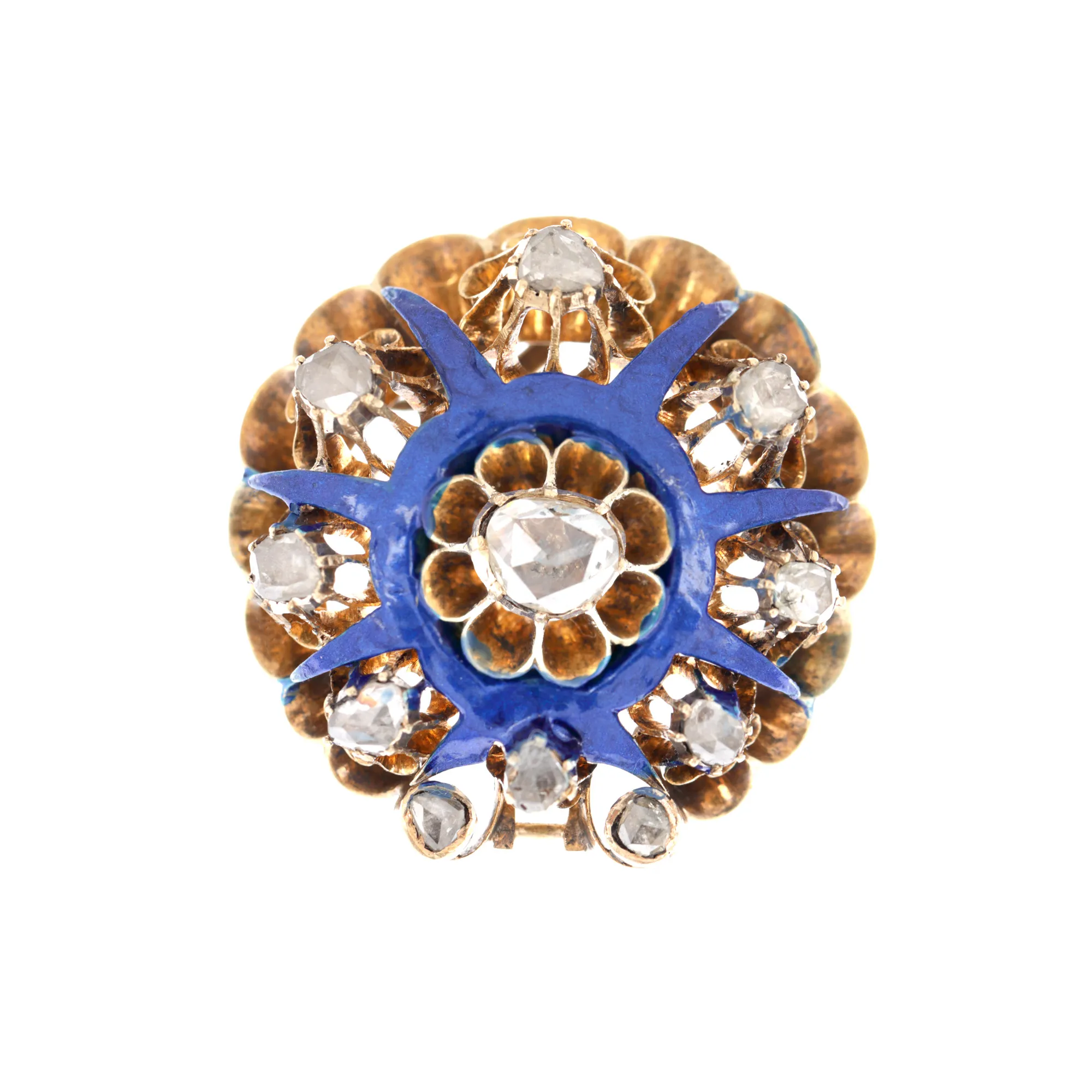 Gold brooch, adorned with enamel and diamonds, circa 1900