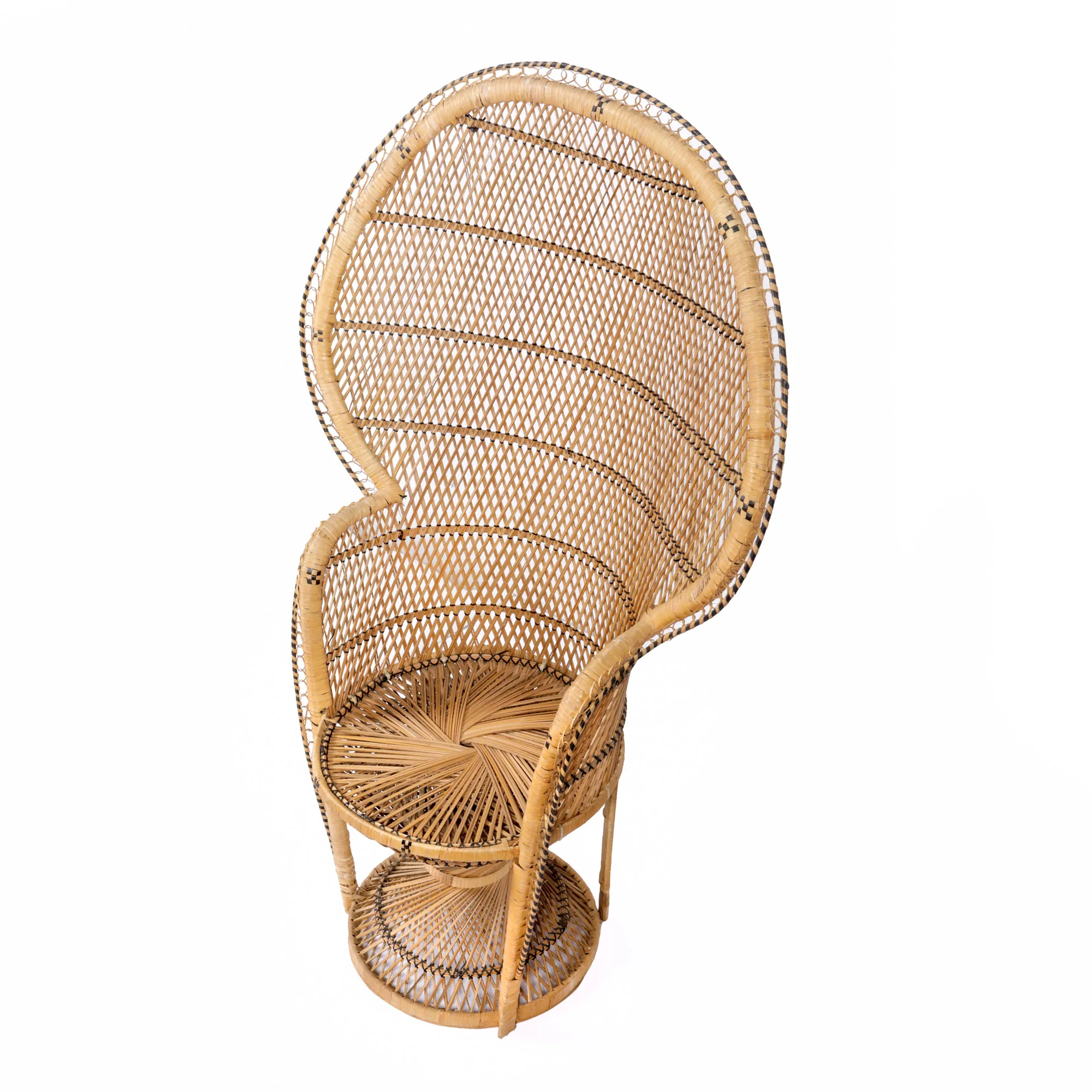 Emmanuelle Peacock Rattan Armchair, in Mid Century Modern Style
