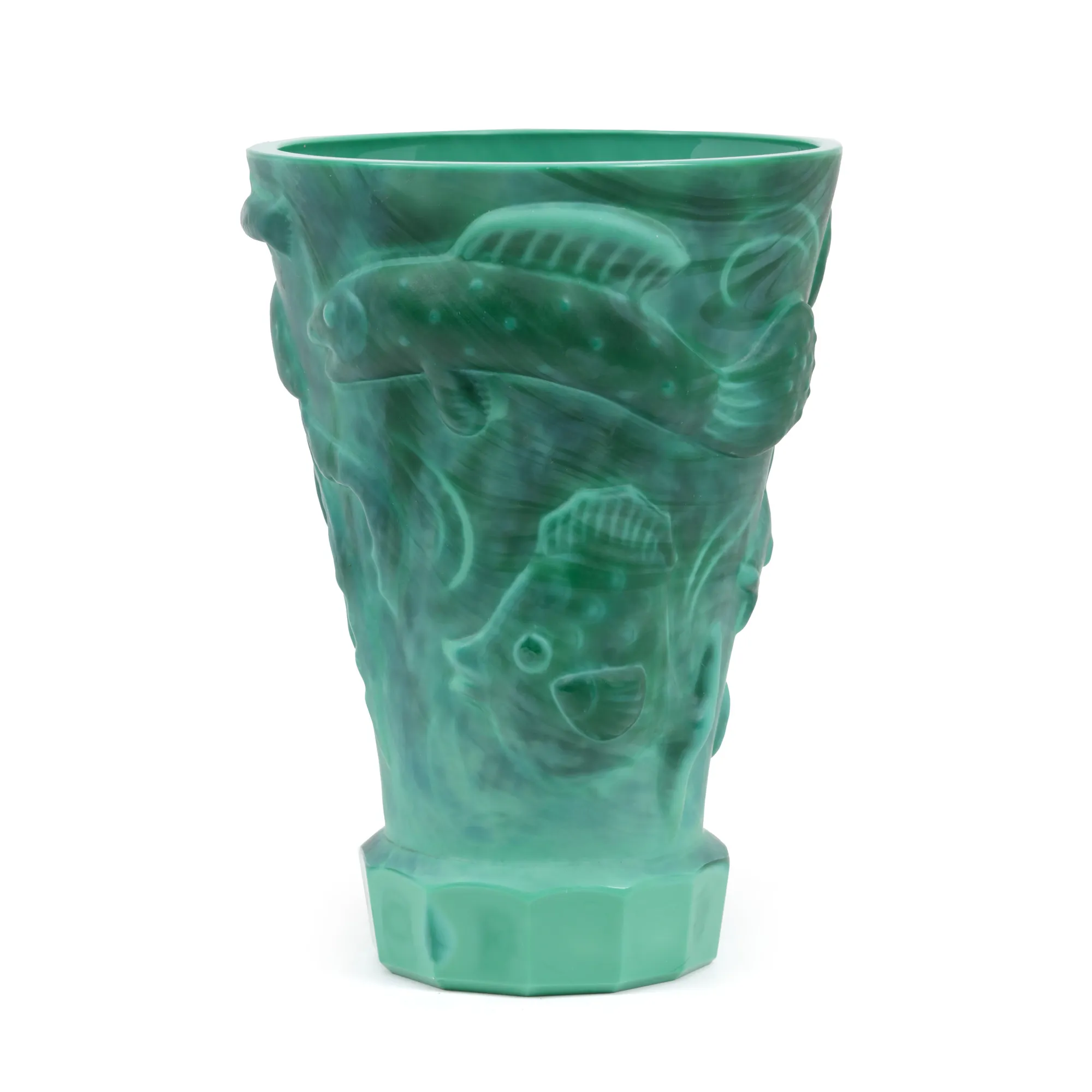 Art Deco Vase, decorated with marine motifs in pâte-de-verre technique, Curt Schlevogt style, circa 1930