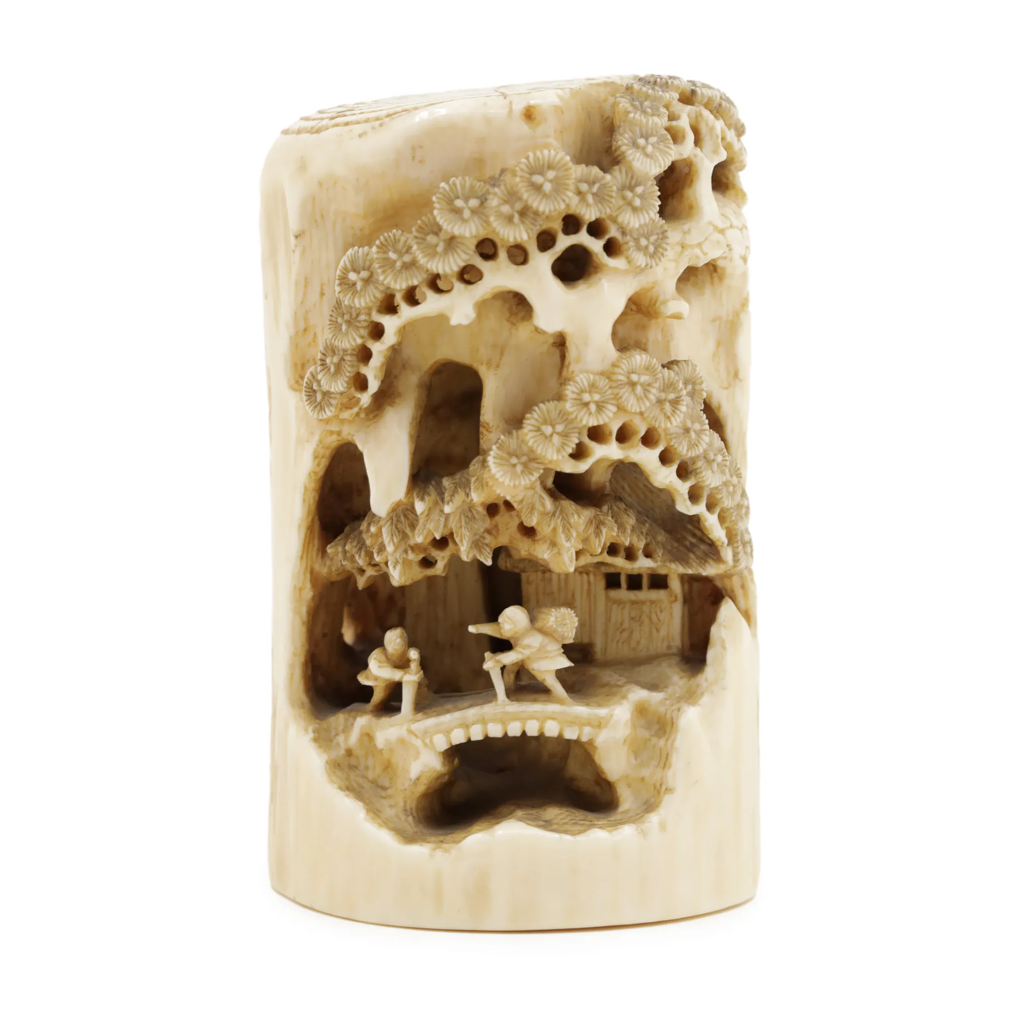 Ivory Okimono with rural scenes, signed, Edo period, Japan, early 19th century