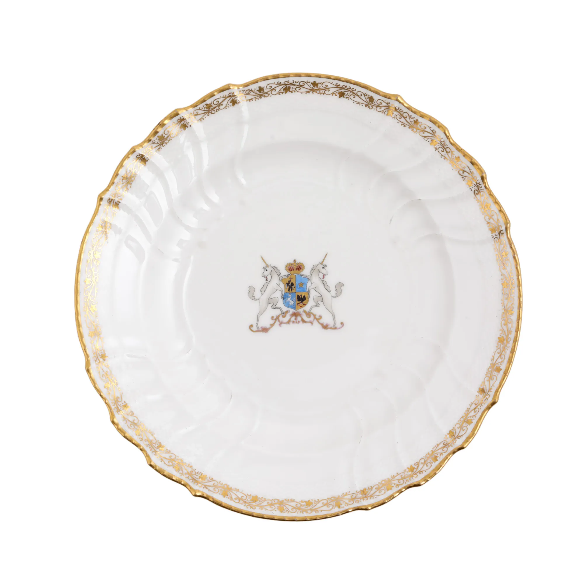 KPM Berlin porcelain plate, bearing the coat of arms of the ruling house Caragea-Vodă