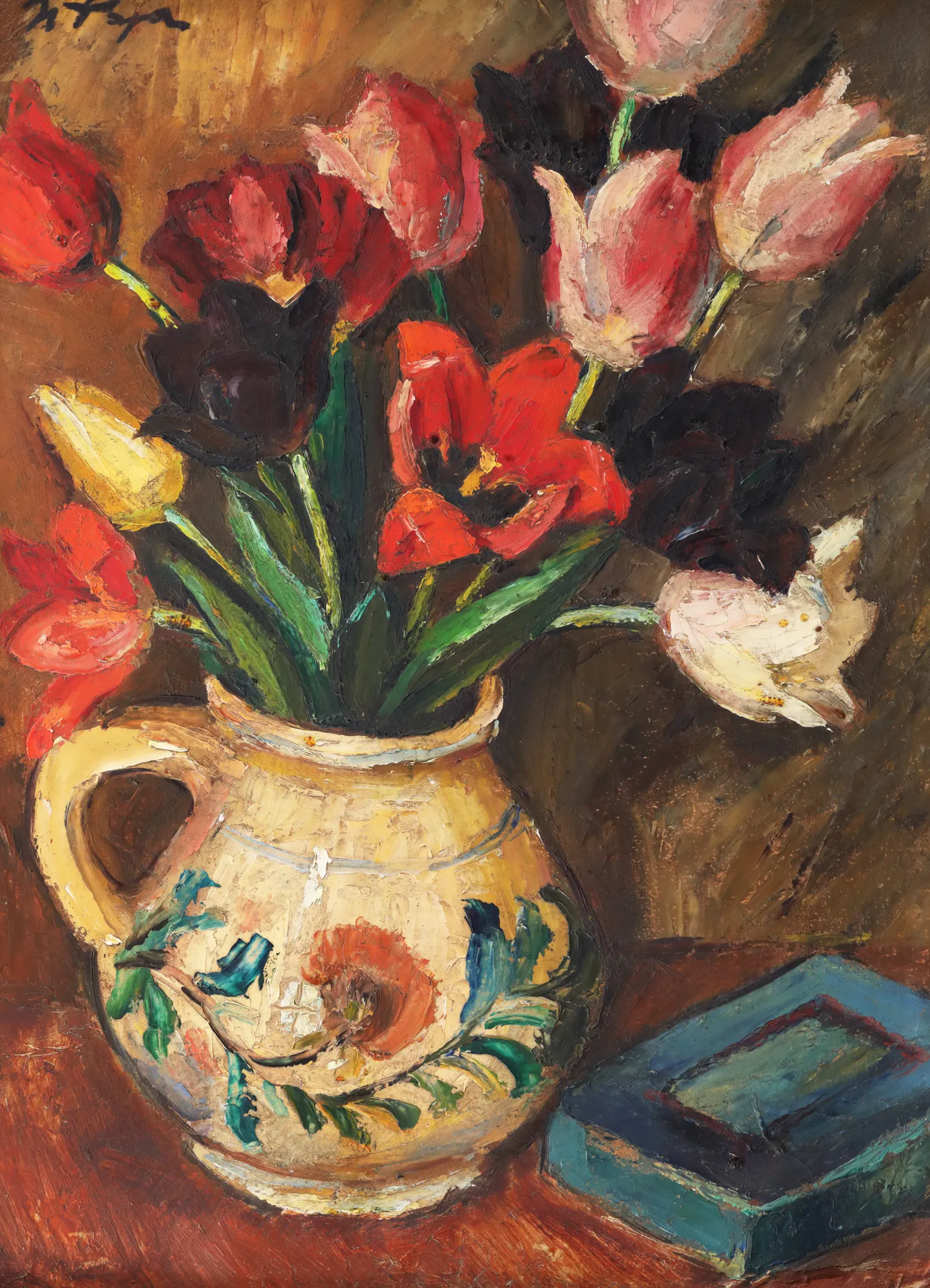 Cane with tulips