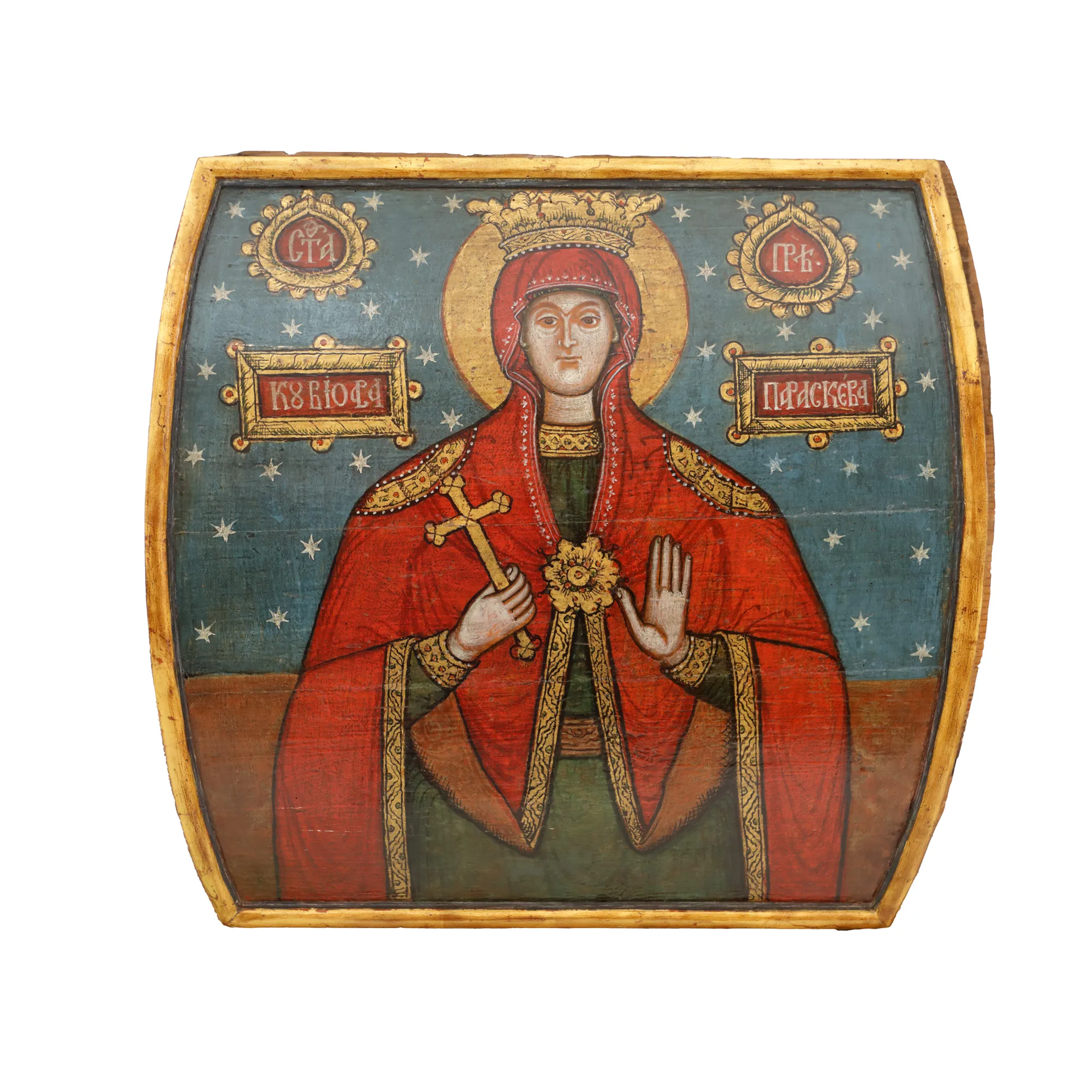 Icon on wood, "Saint Paraskeva" (Holy Friday, Protector of Moldova), Transylvanian school, workshop from Țara Făgărașului, second half of the 18th century, rare, collectible piece