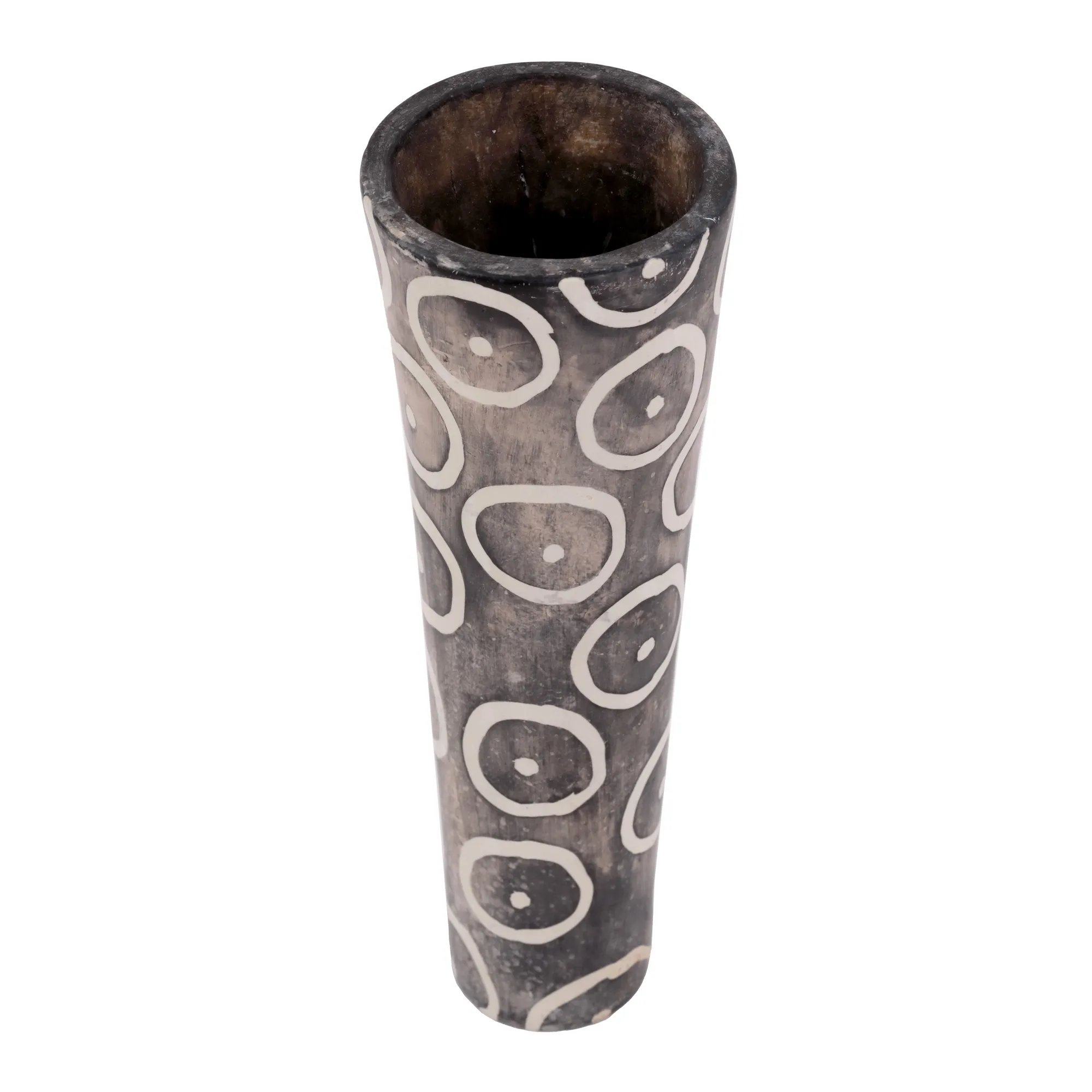 Steatite Vase, manually carved with geometric motifs, mid 20th century