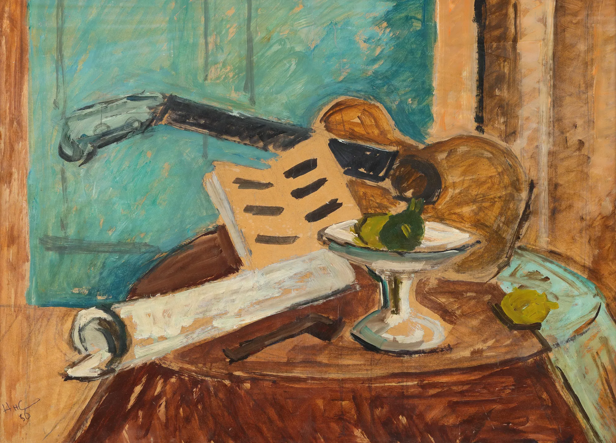 Still Life with Guitar and Fruits
