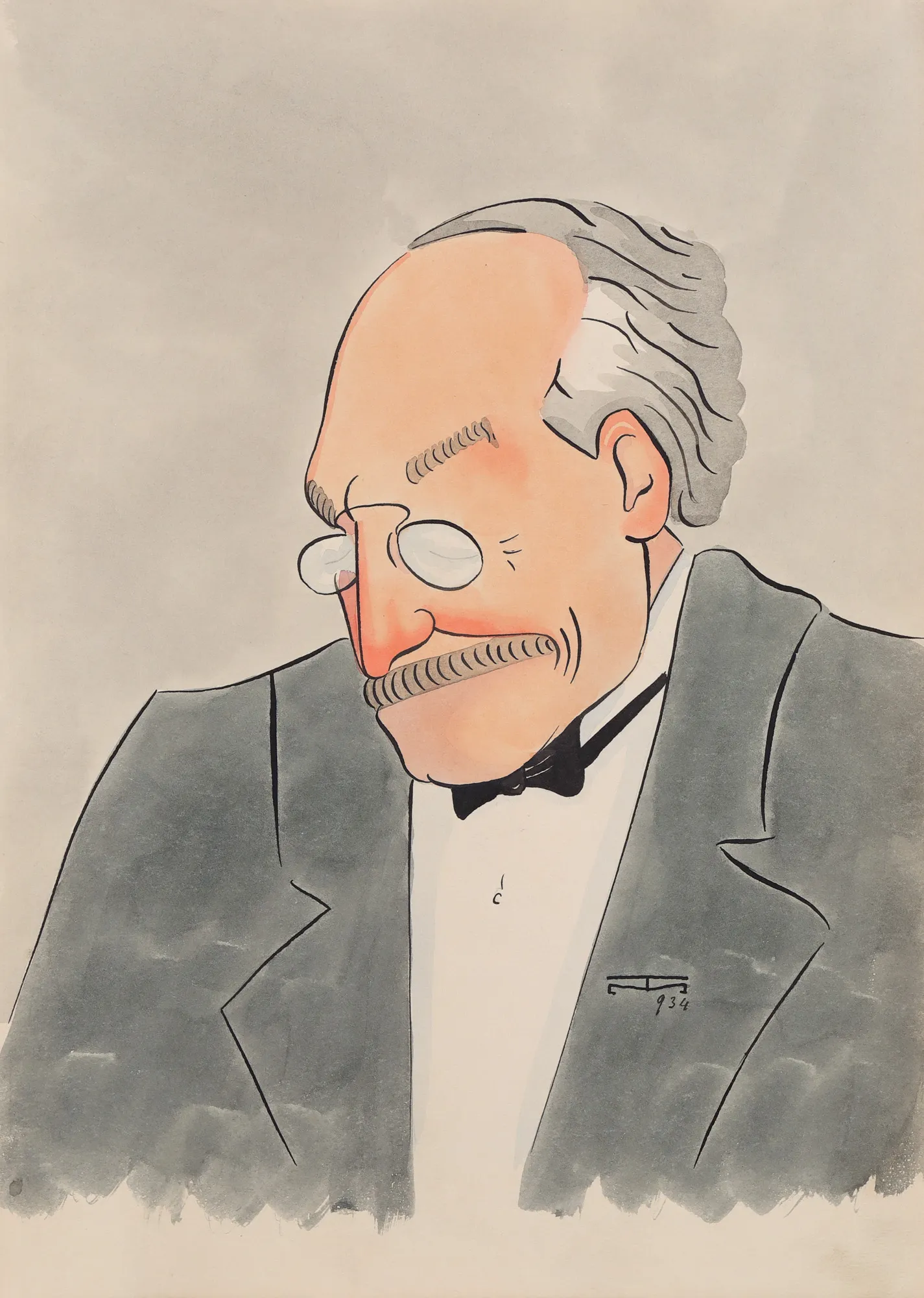Mihai Tacorian, Caricatură a omului politic liberal I.G. Duca, 1934
