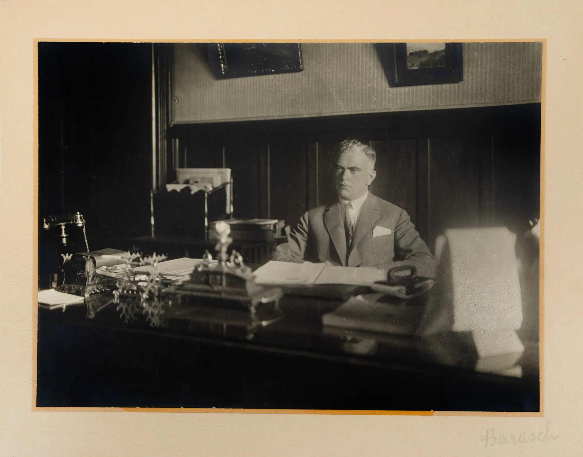 Photograph of Petru Groza, Minister of Public Works, Carol Barasch photographic studio, Bucharest, 1926
