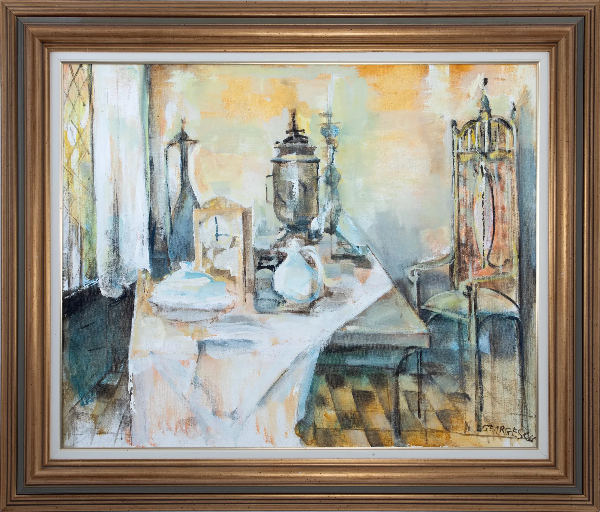 Still life with a cradle and samovar