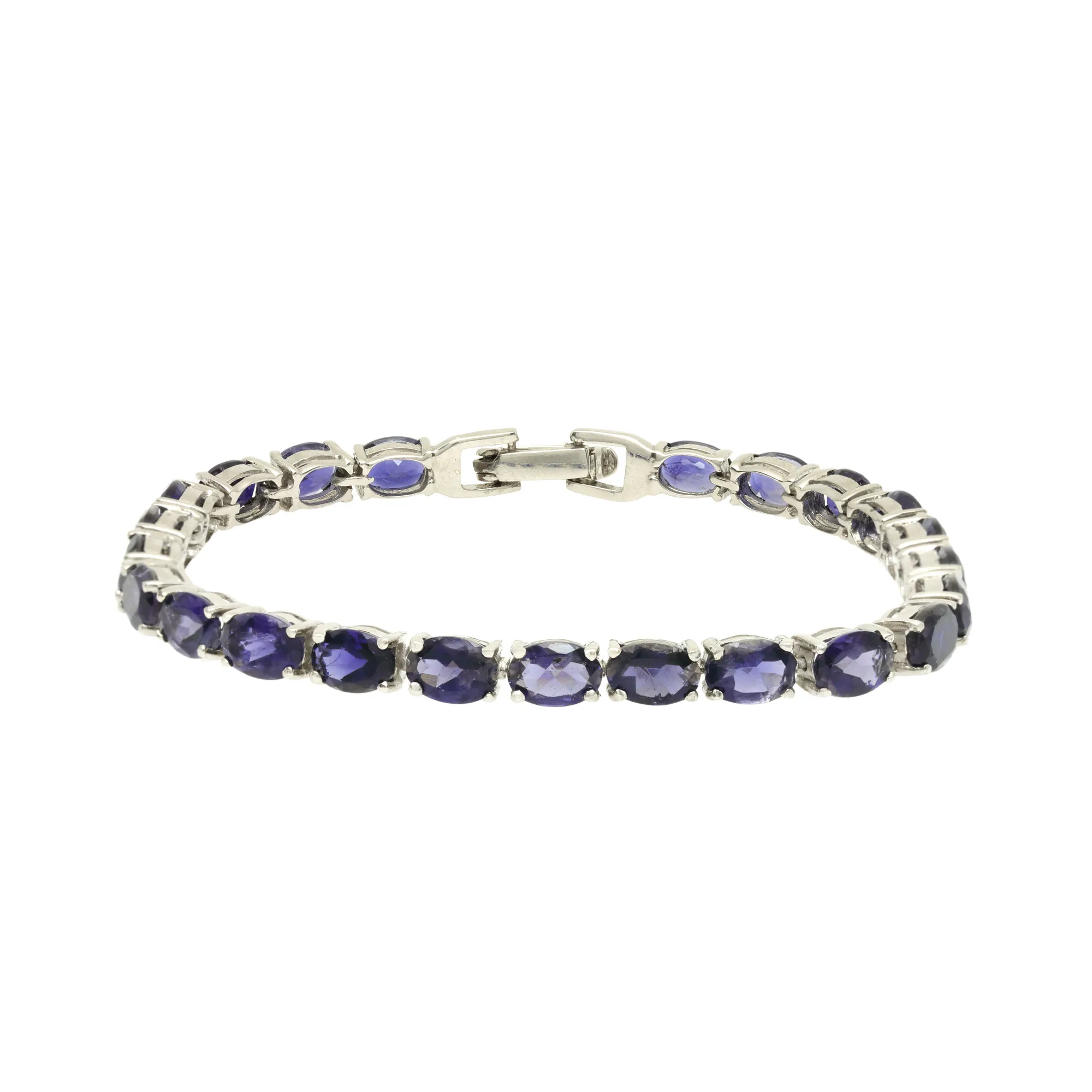 Silver bracelet, decorated with iolites