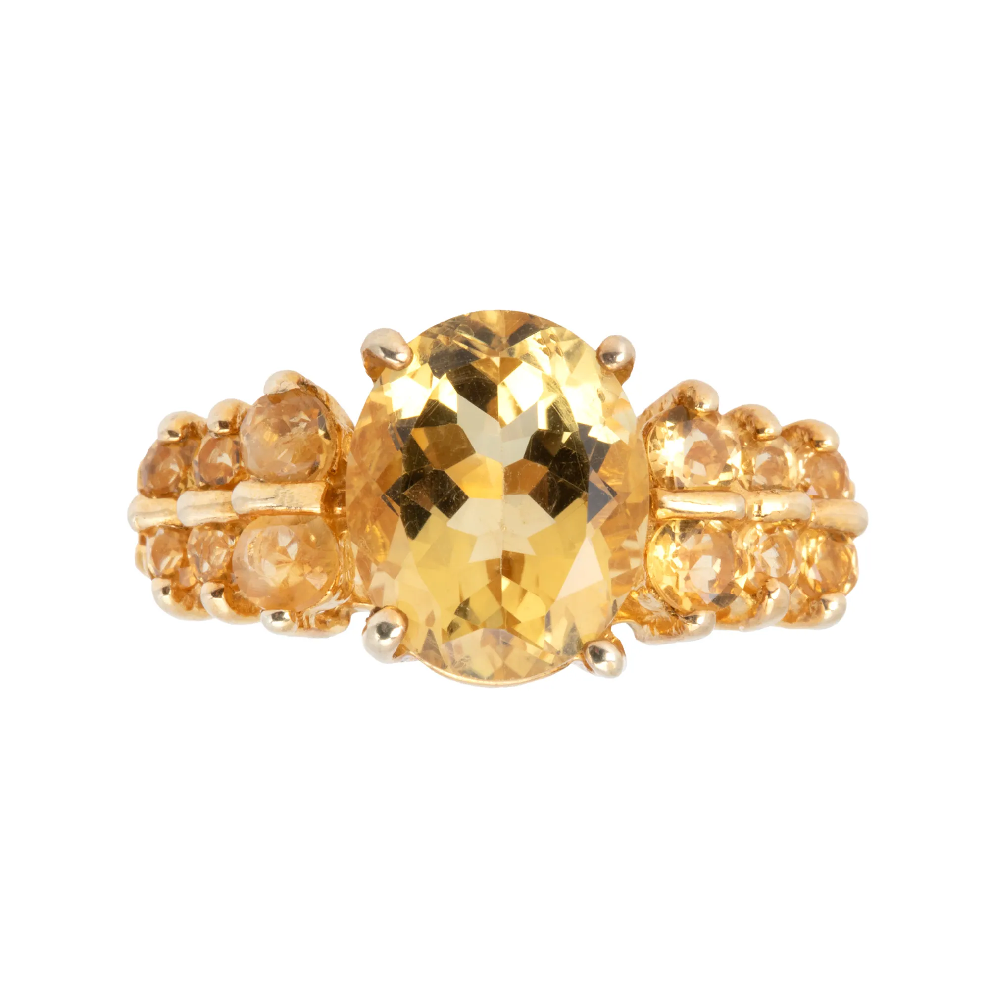 Gilded silver ring, decorated with citrines