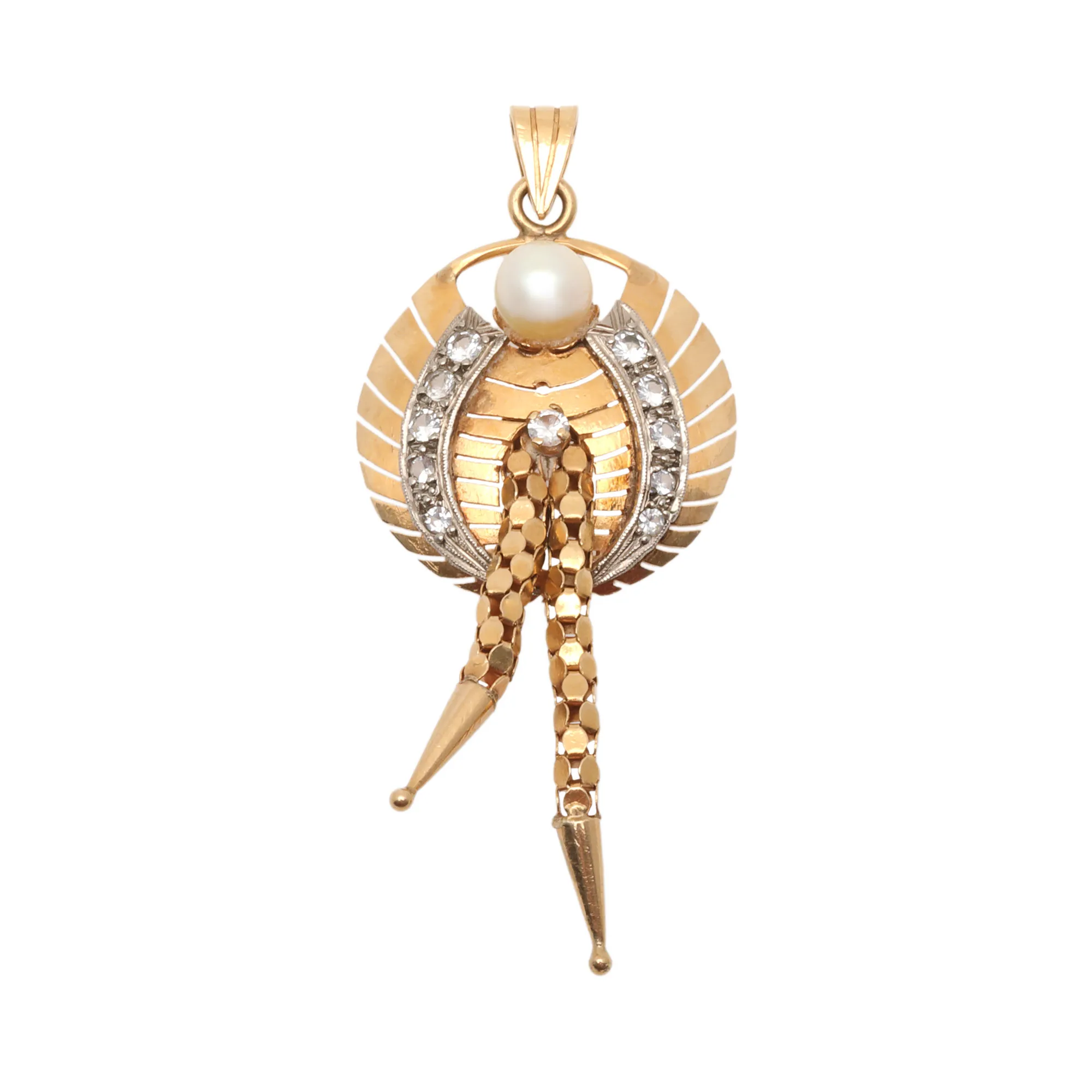 Gold pendant, decorated with pearl