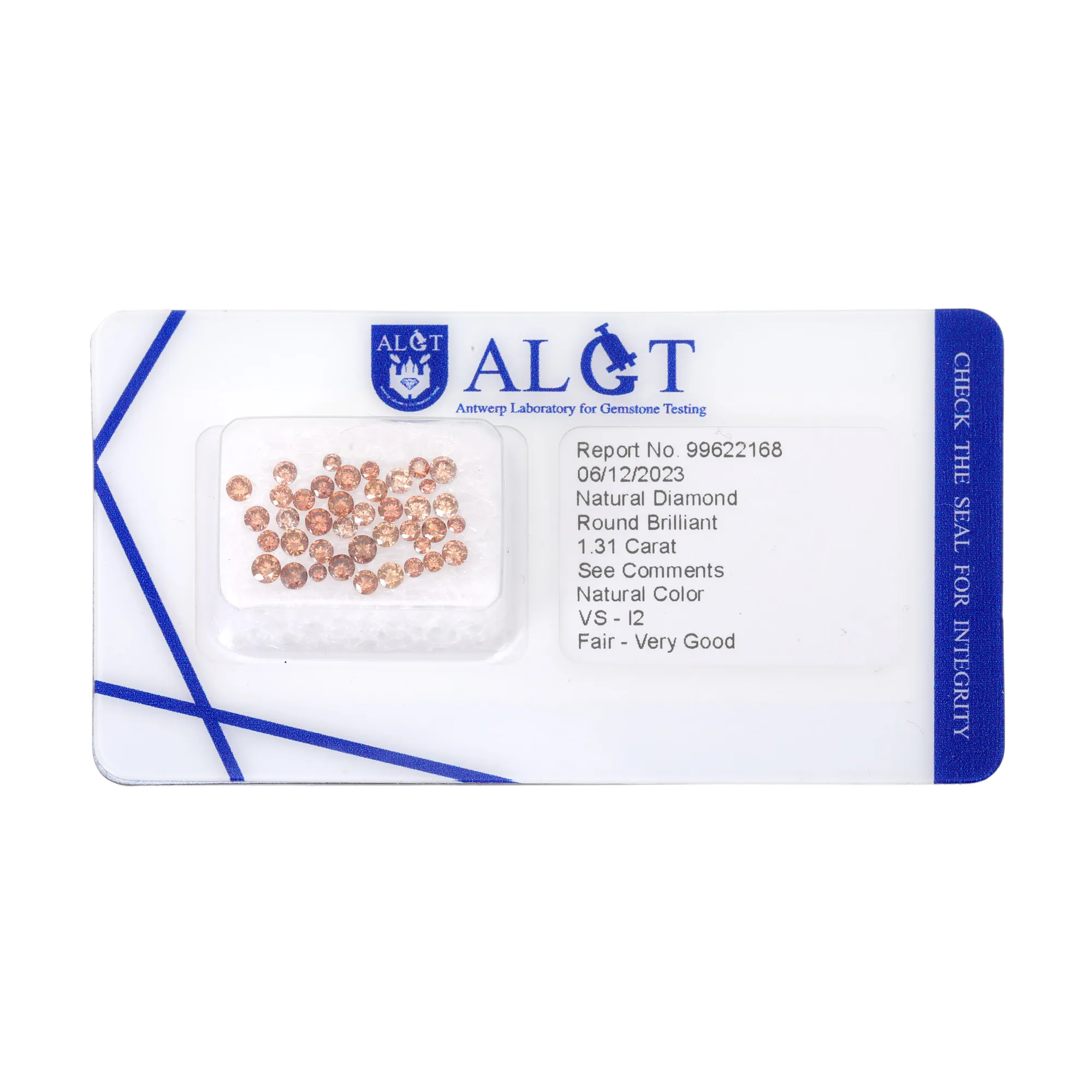Package of Natural Round Brilliant Diamonds, approx. 1.31 ct., accompanied by ALGT Gemological Certificate