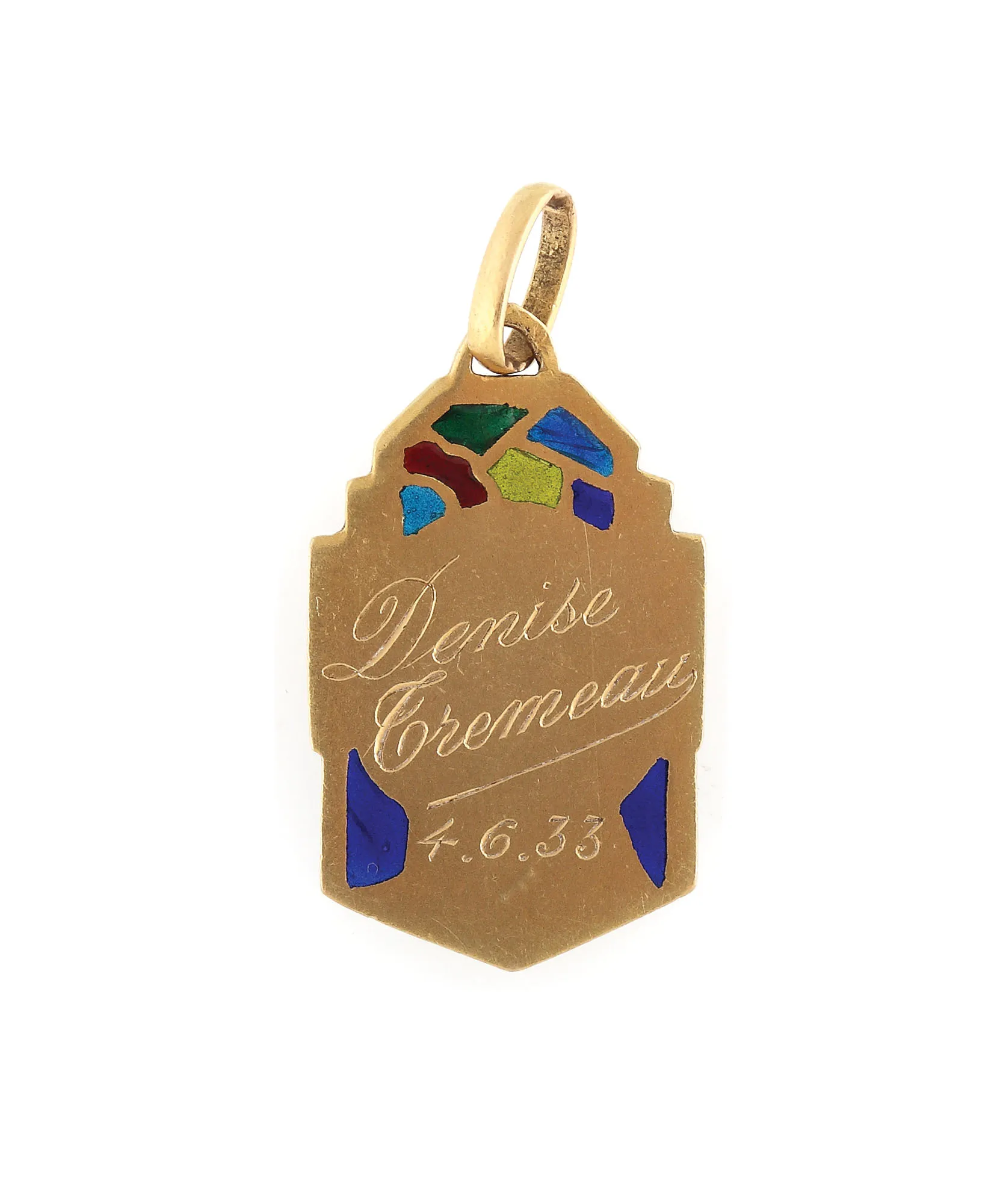 "Madona" - pandantiv Art Deco din aur, decorat cu email plique-à-jour, cca. 1930, piesă de colecție