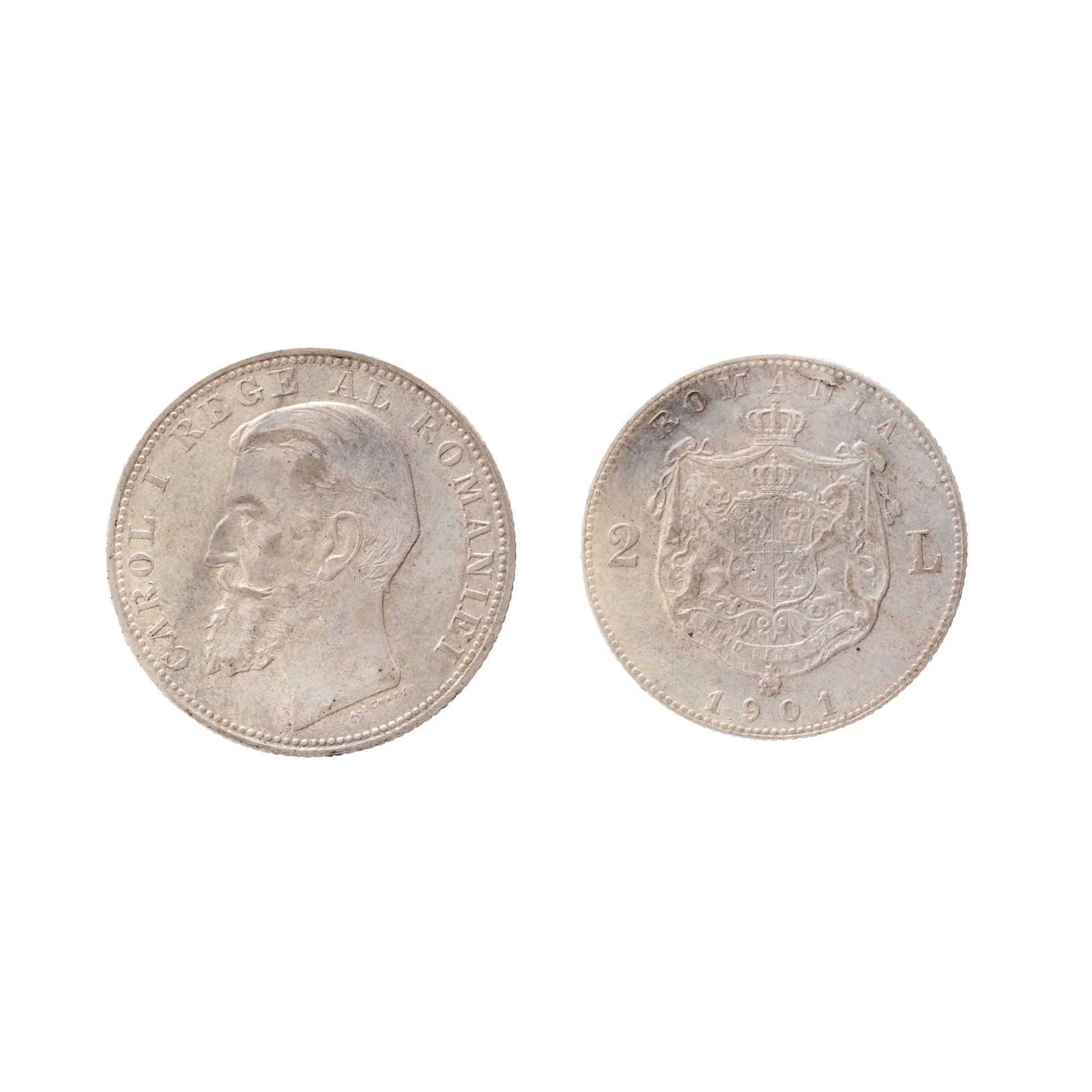 2 Lei coin 1901, silver, the rarest Romanian circulation coin, exceptional piece