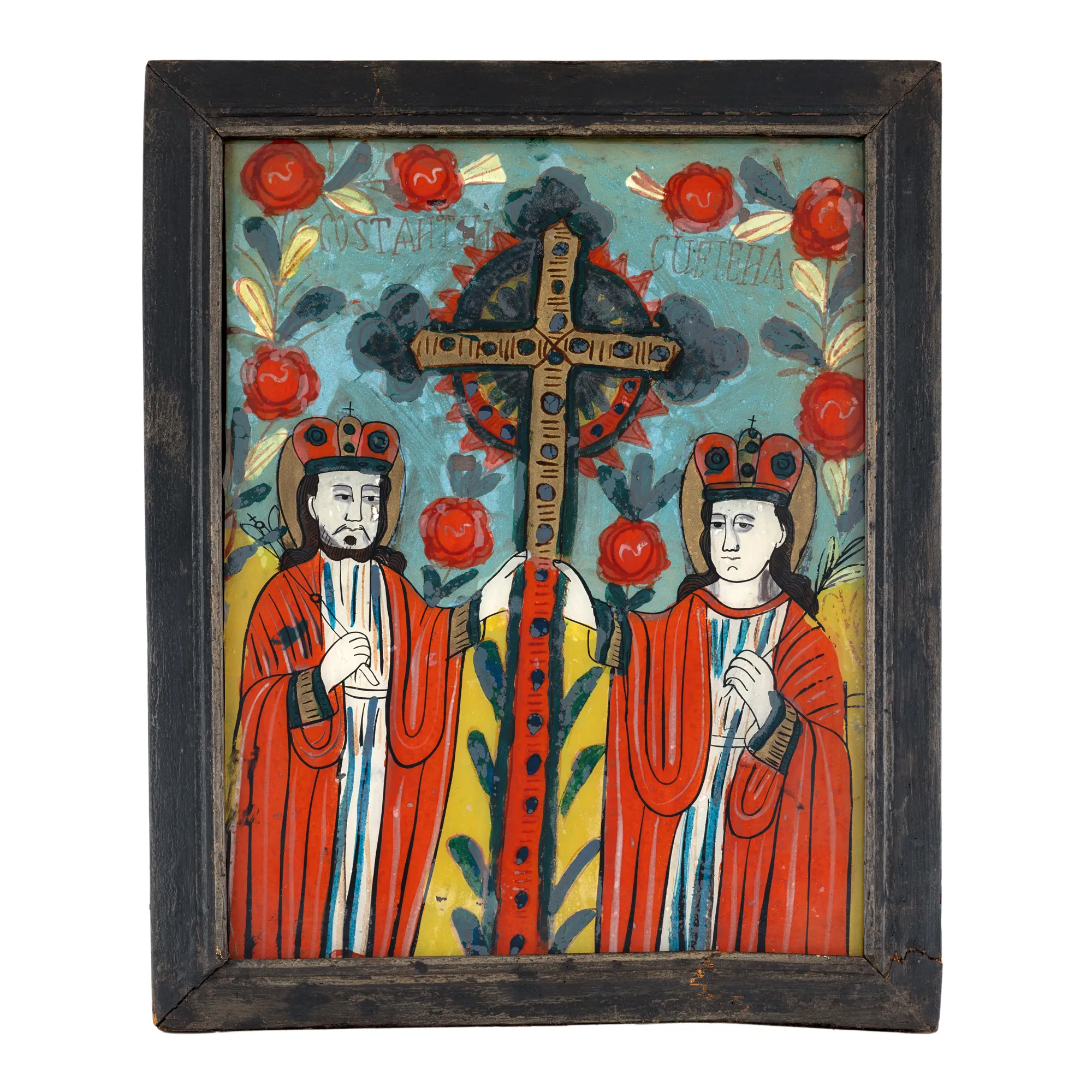 Icon on glass, "The Holy Emperors Constantine and Helena", Gherla workshop, end of the 19th century