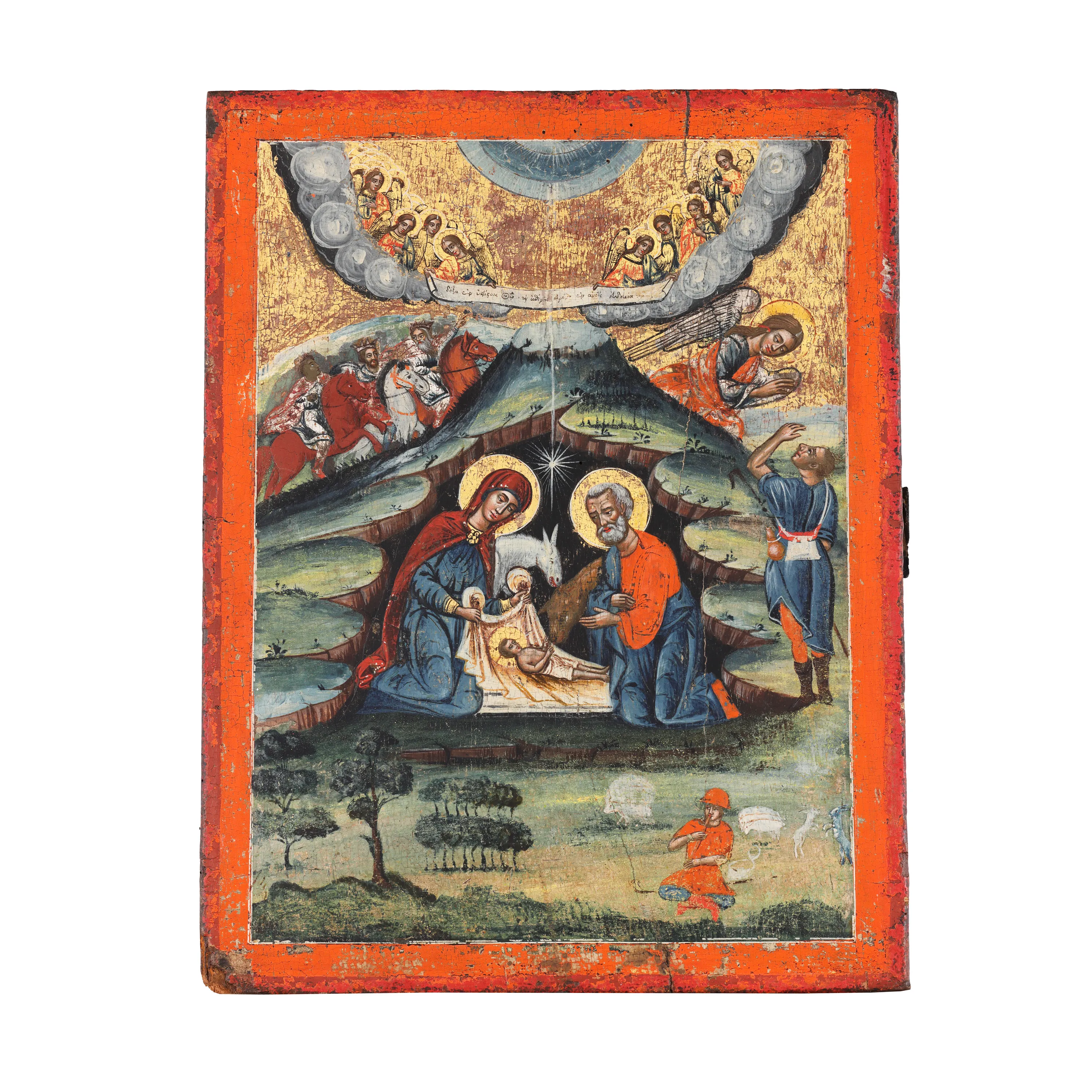 Icon on wood, "The Birth of the Lord", Greek school, second half of the 18th century
