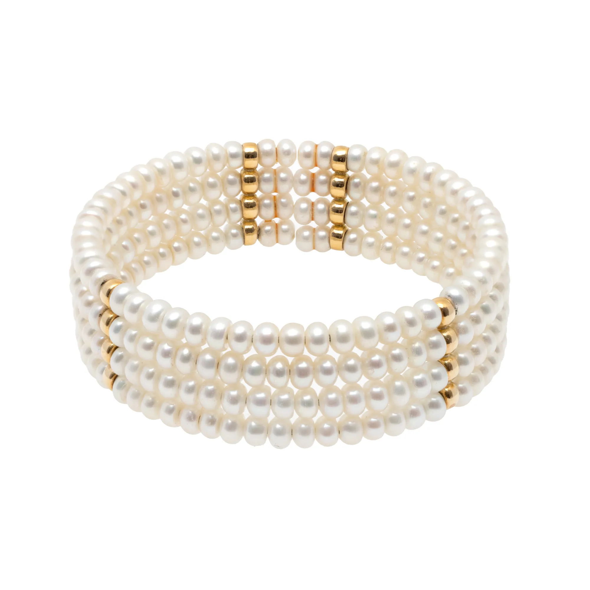 Fixed pearl bracelet, decorated with gold alternations