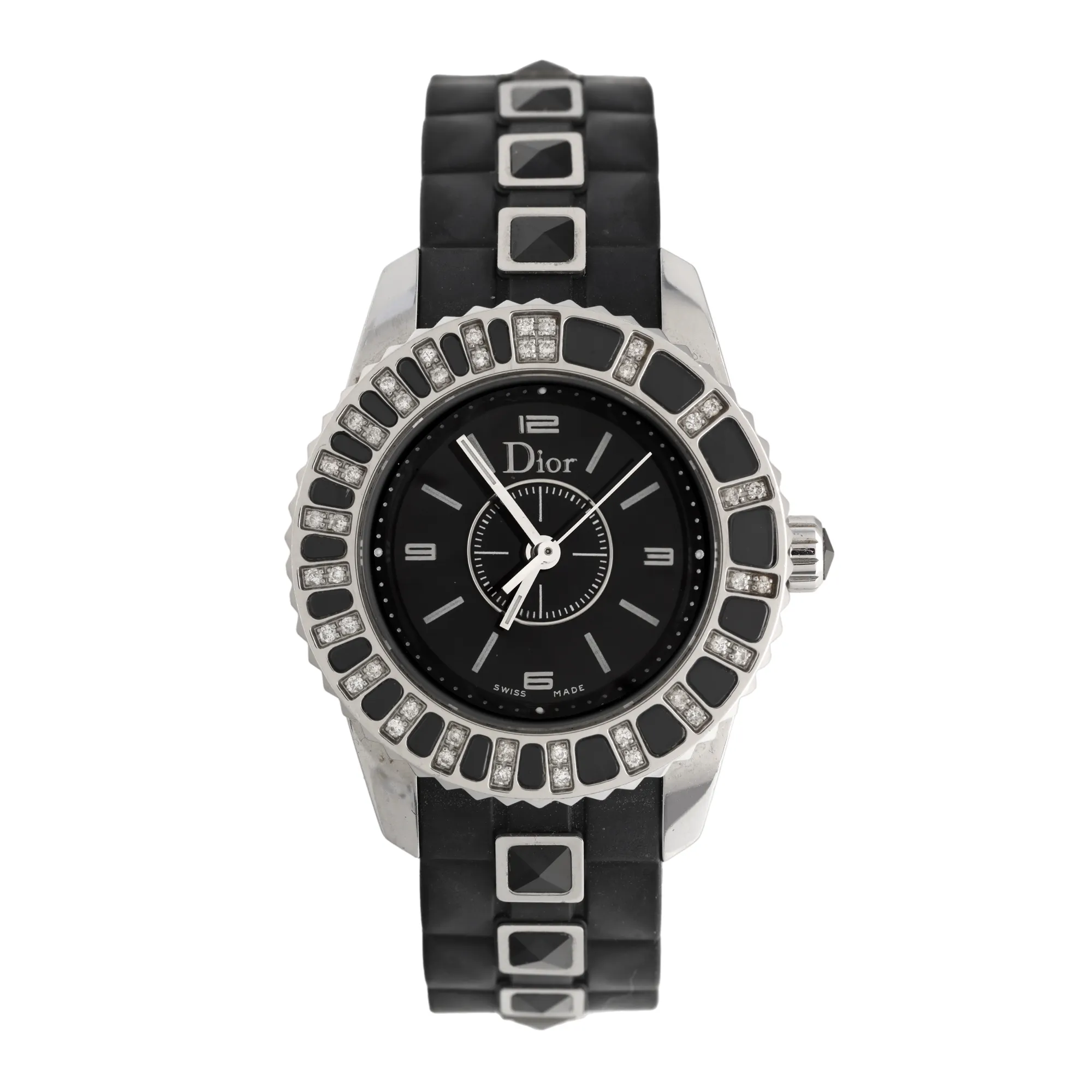 Ceas Dior Christal, din oțel cu diamante, de mână, de damă, însoțit de cutia originală