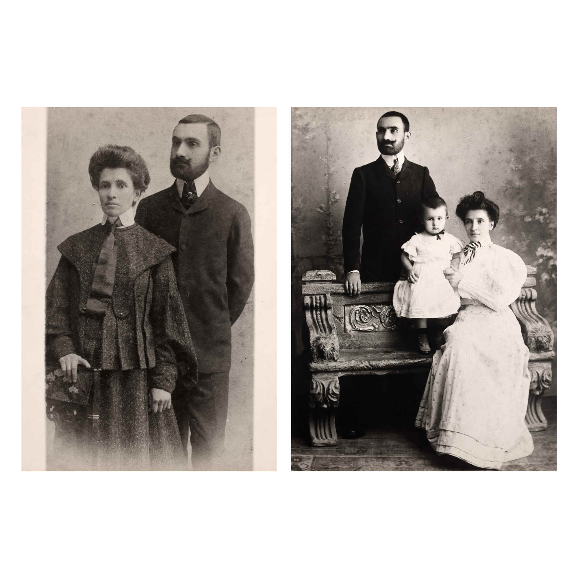 Lot format din două fotografii ale soților Gala Galaction și Zoe Galaction, născută Cocea, 1904-1905, provin din colecția istorică Șerban Țuculescu-Maria Galaction