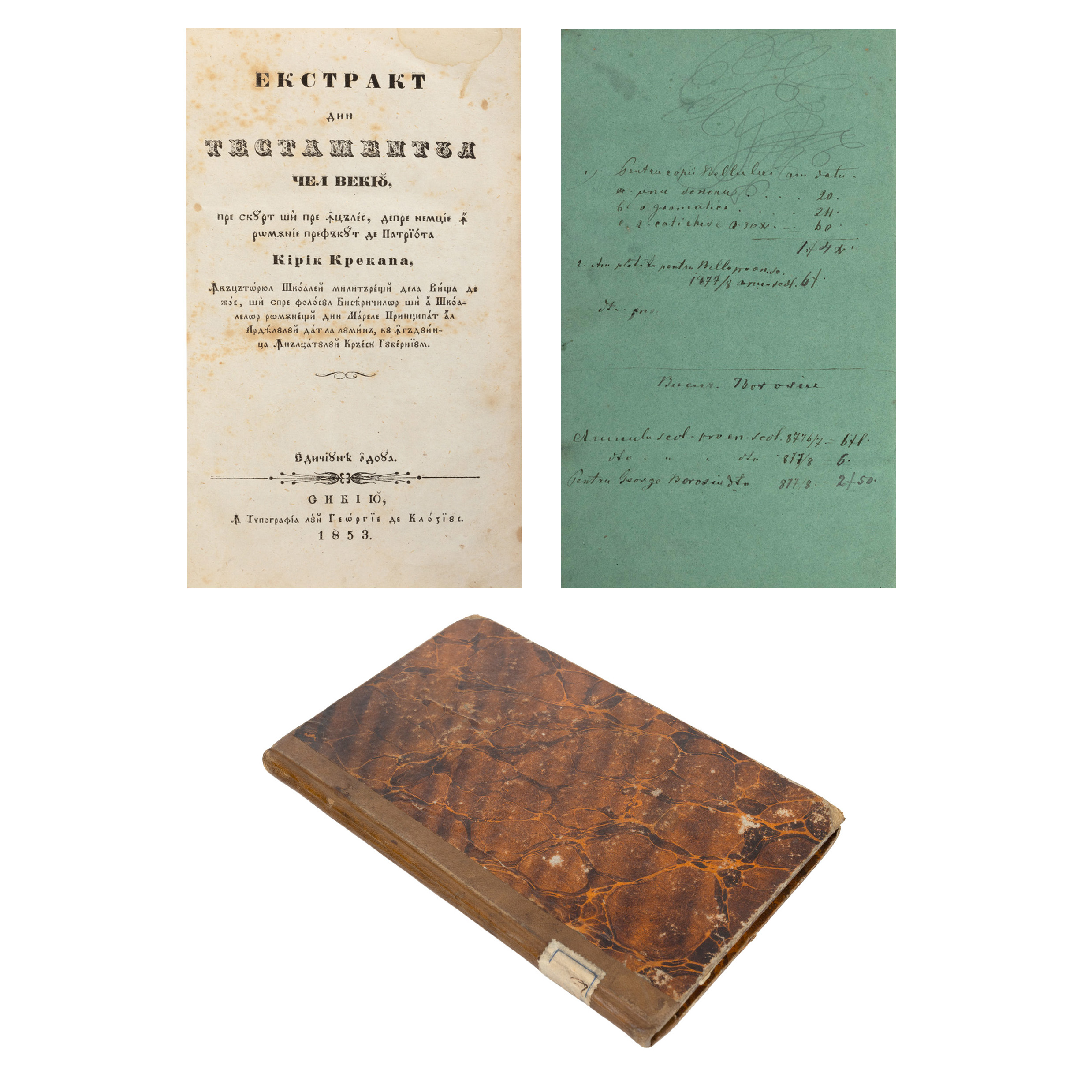 ”Ekstract din Testamentul cel Vechiu”, de Chirică Crăcană, Sibiu, 1853