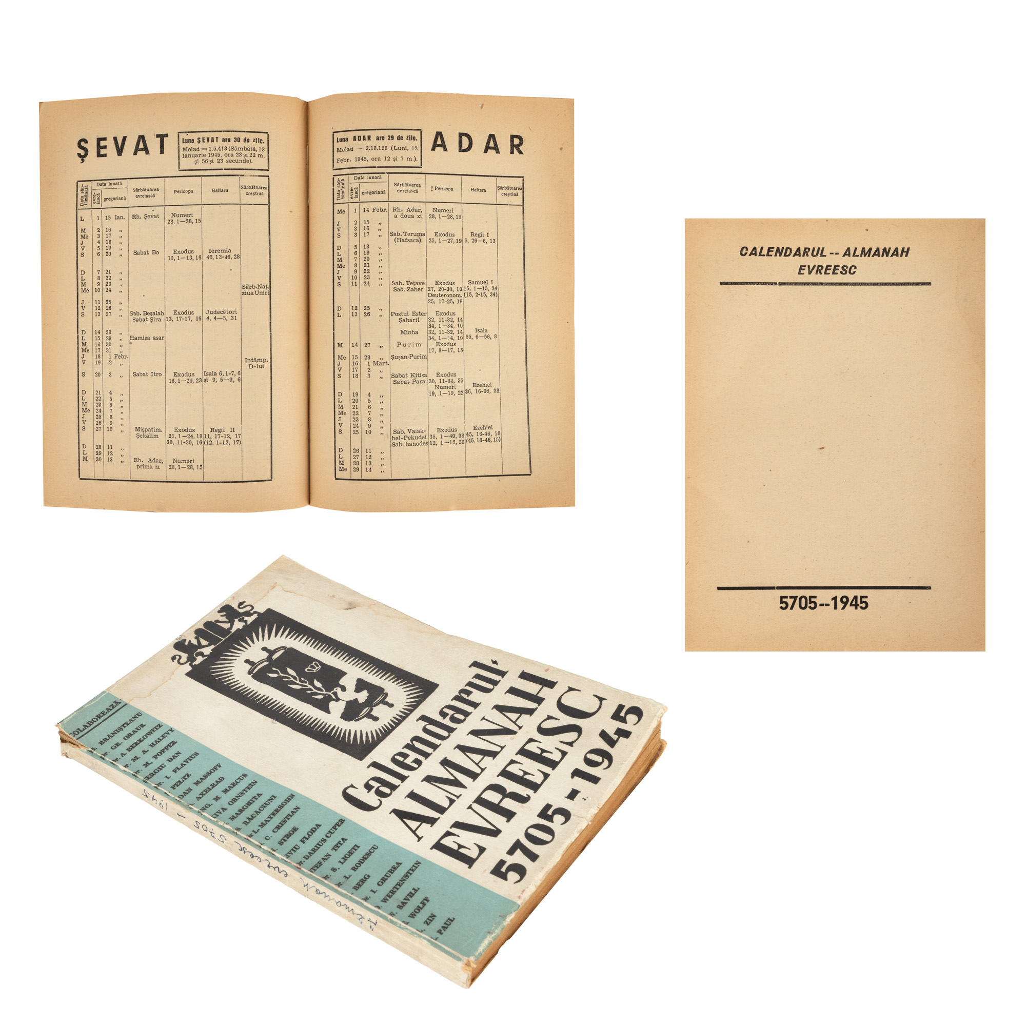 "Jewish Almanac Calendar 5705-1945", Bucharest, 1945