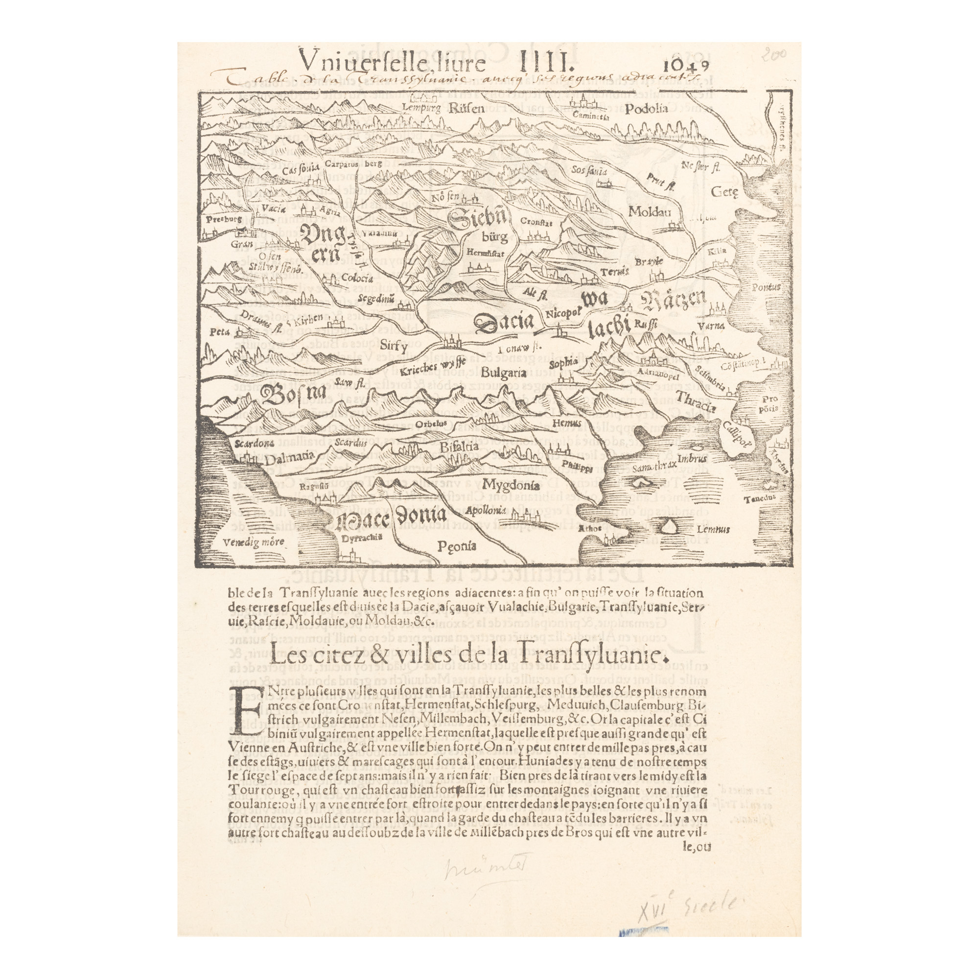Hartă ”Transilvania”, de Sebastian Münster, Basel, cca. 1560-1570