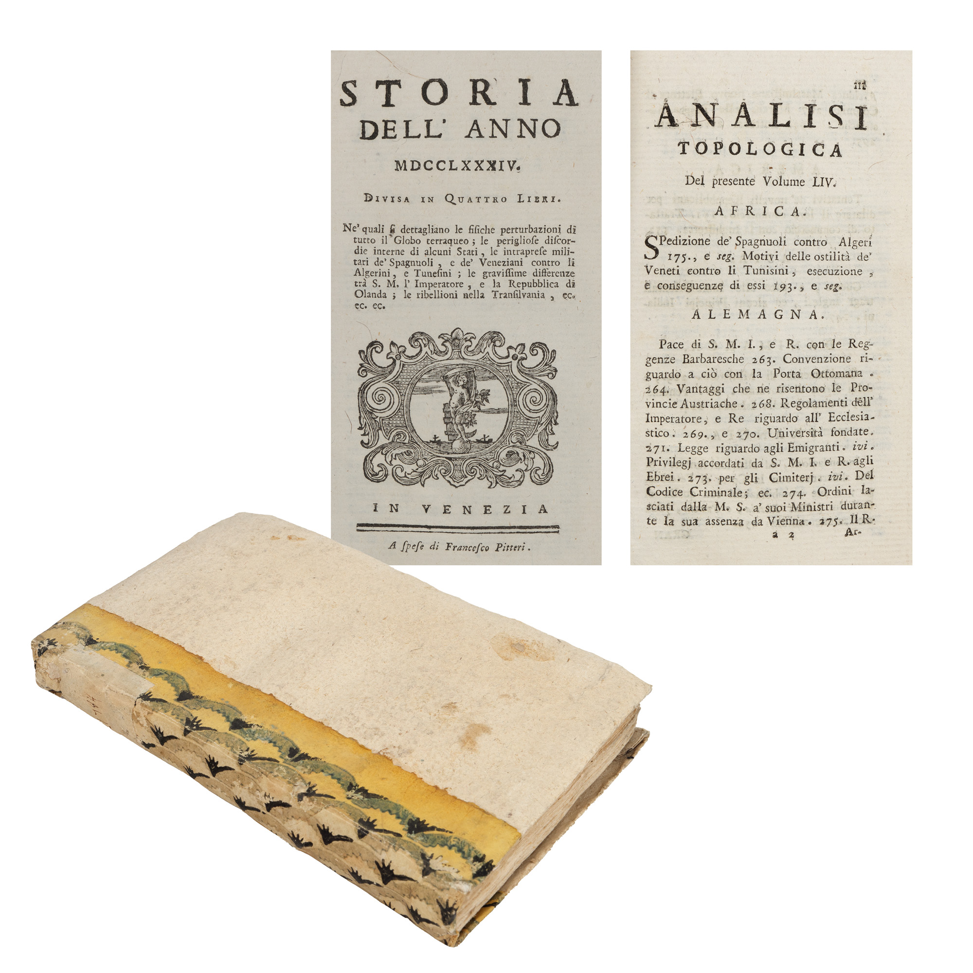 "History of the year 1784", Italian, Venice, 1785, mentioning the Rebellion of Horea, Cloșca and Crișan