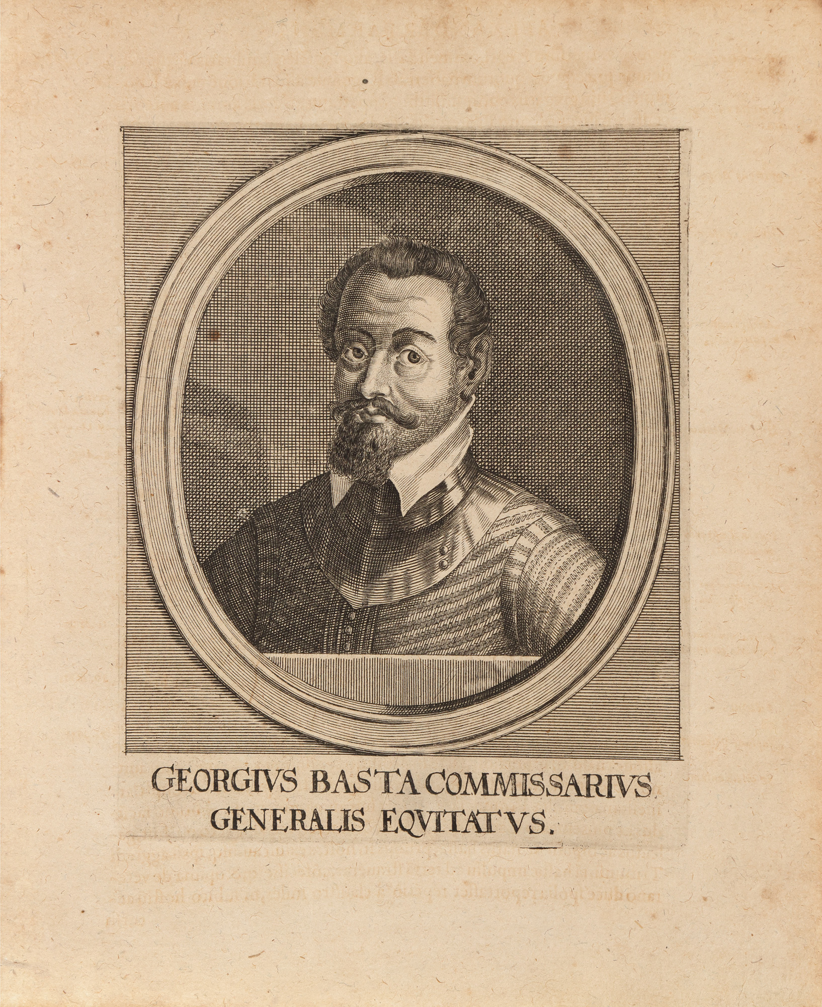 Gravură ilustrându-l pe generalul Gheorghe Basta, cca. 1600