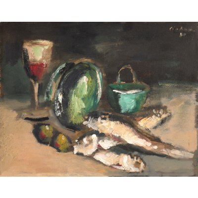 Natură statică cu pahar de vin