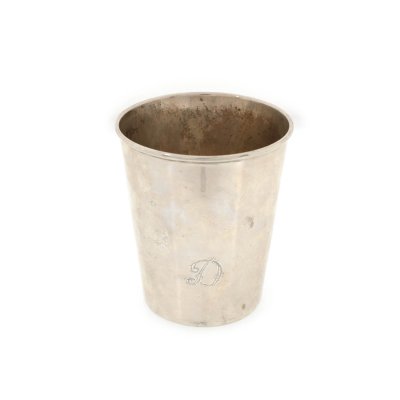 Silver glass, monogrammed with the letter "D", end of the 19th century