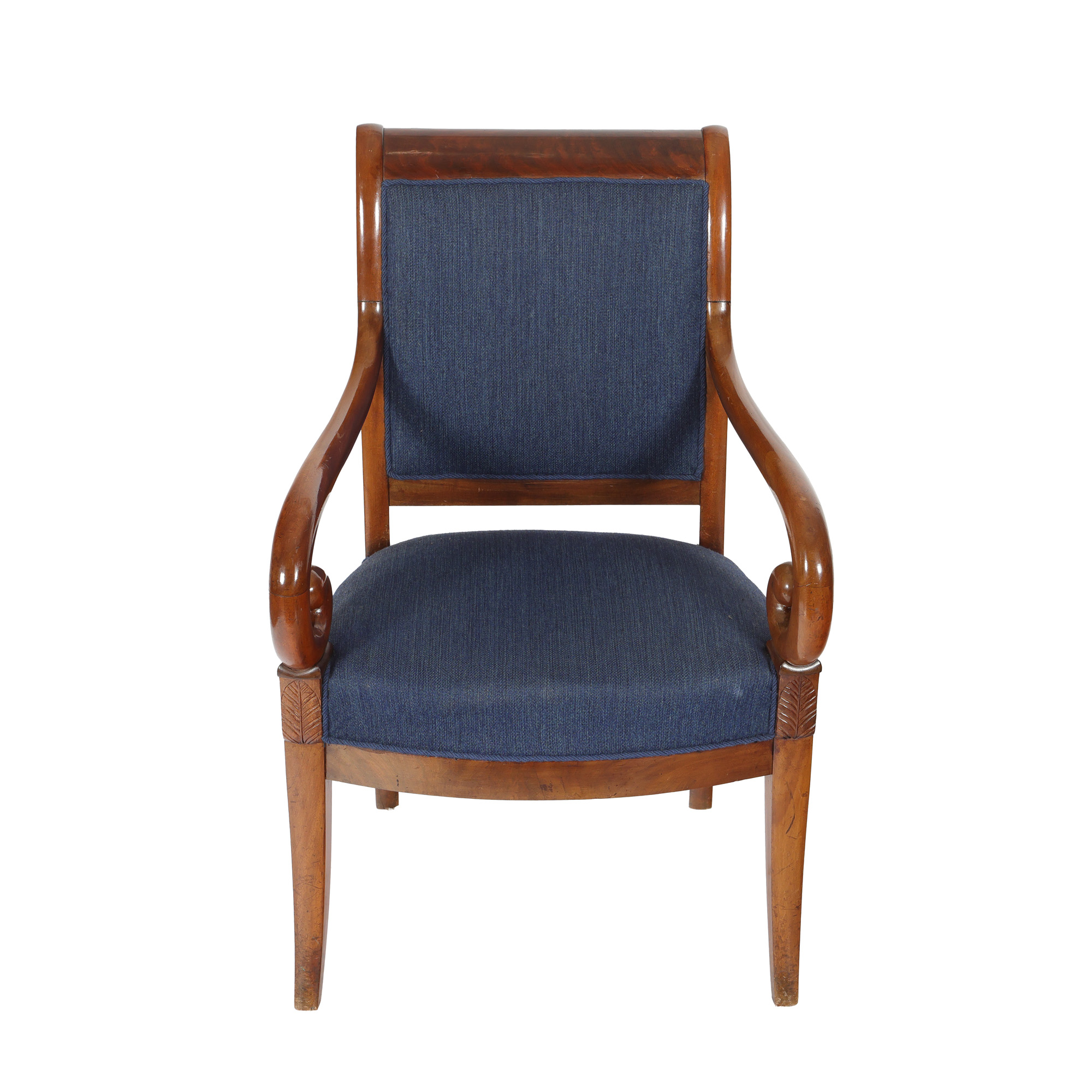 Biedermeier style armchair, made of walnut wood, circa 1900