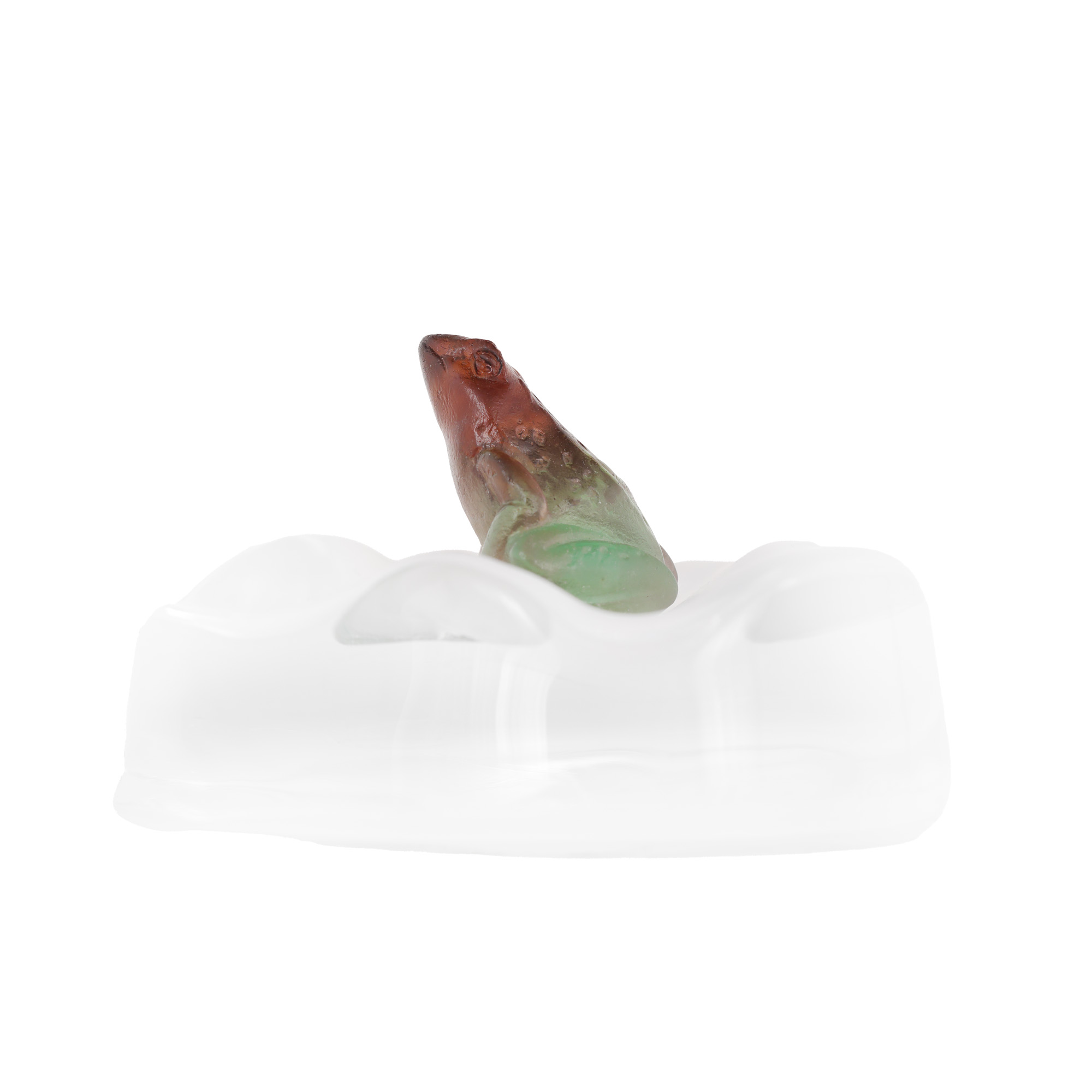 Daum France Paperweight, partially colored glass, in the form of a little frog