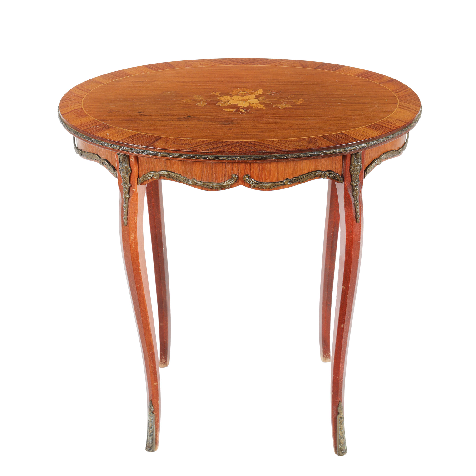 Louis XV style side table, inlaid with daffodils, first half of the 20th century