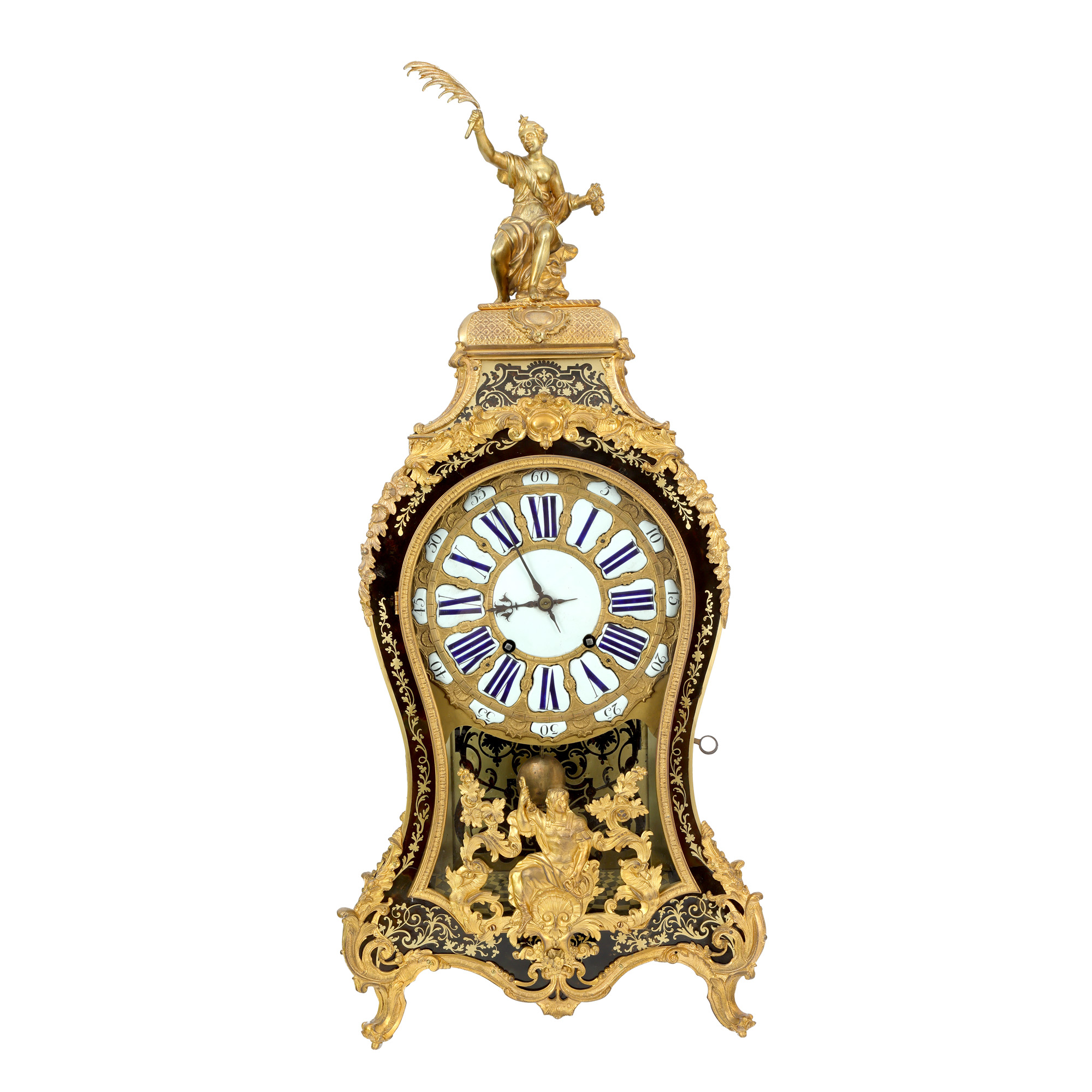 Exceptional Louis XVI style Cartel fireplace clock, made in the Boulle manner, circa. 1785-1789