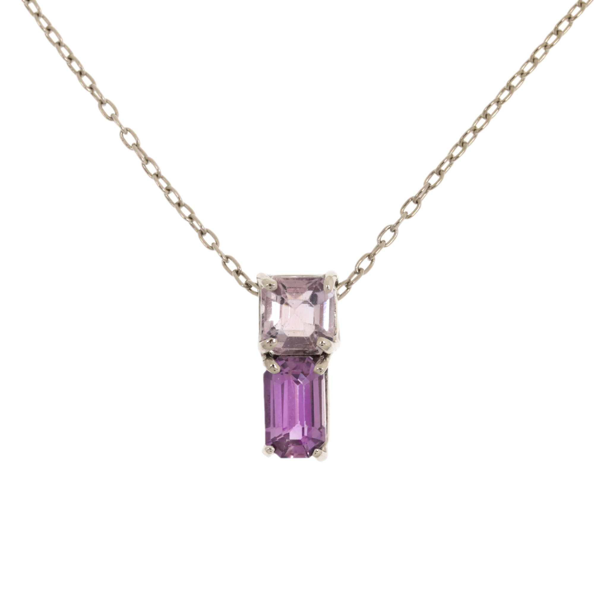 White gold chain with sapphire pendant, accompanied by additional certificate