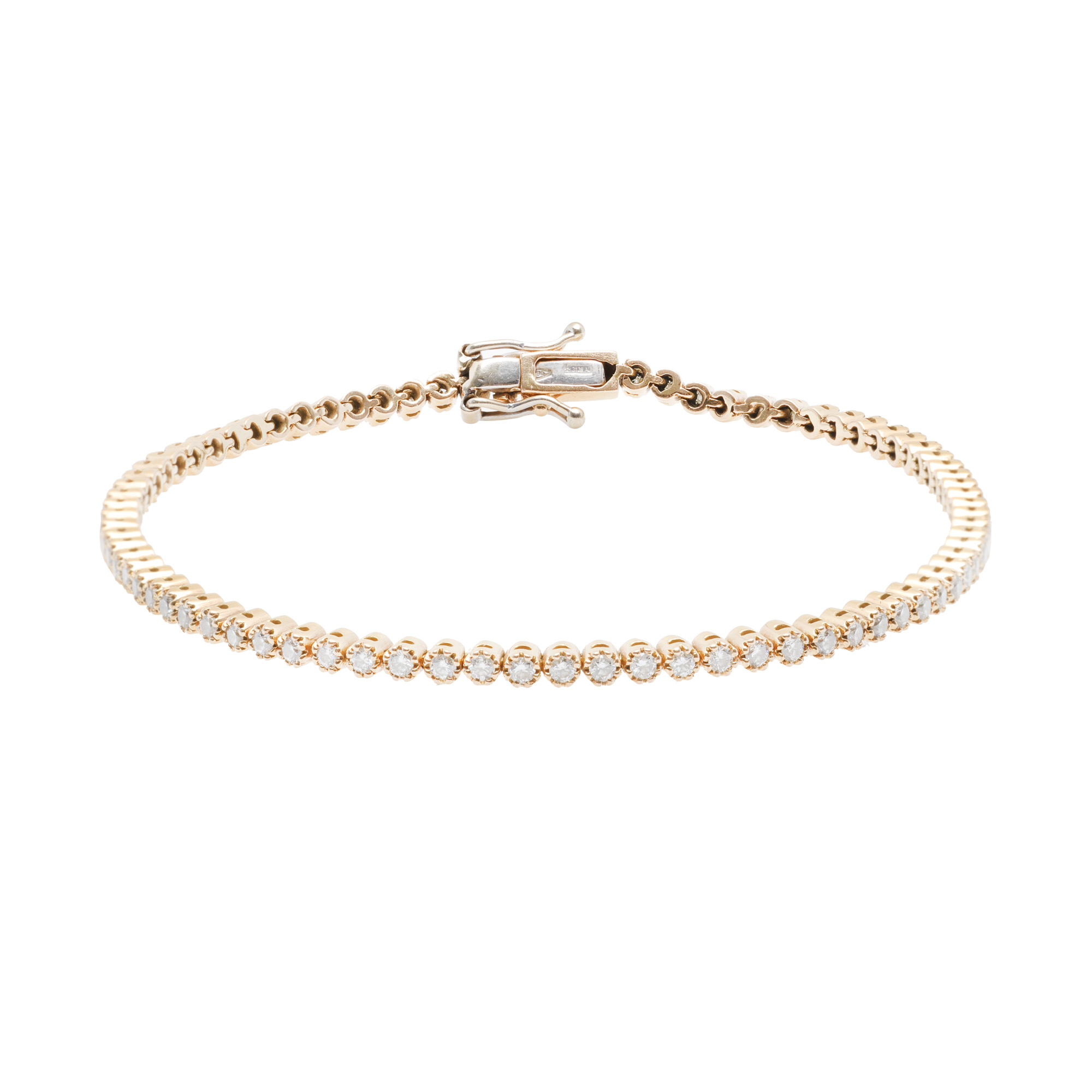 Bicolor gold tennis bracelet, decorated with diamonds