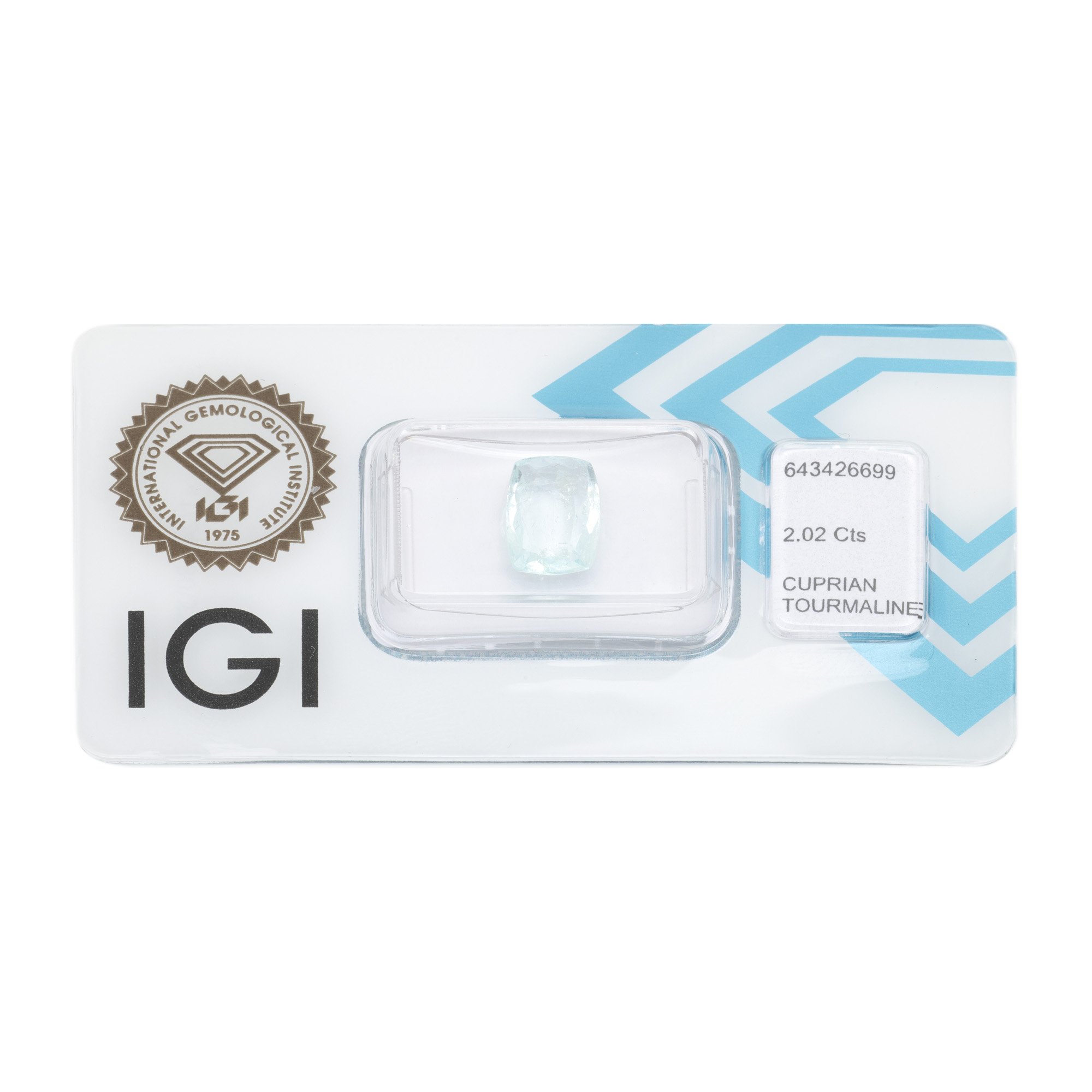 Turmalină cca. 2,02 ct., însoțită de certificat gemologic IGI
