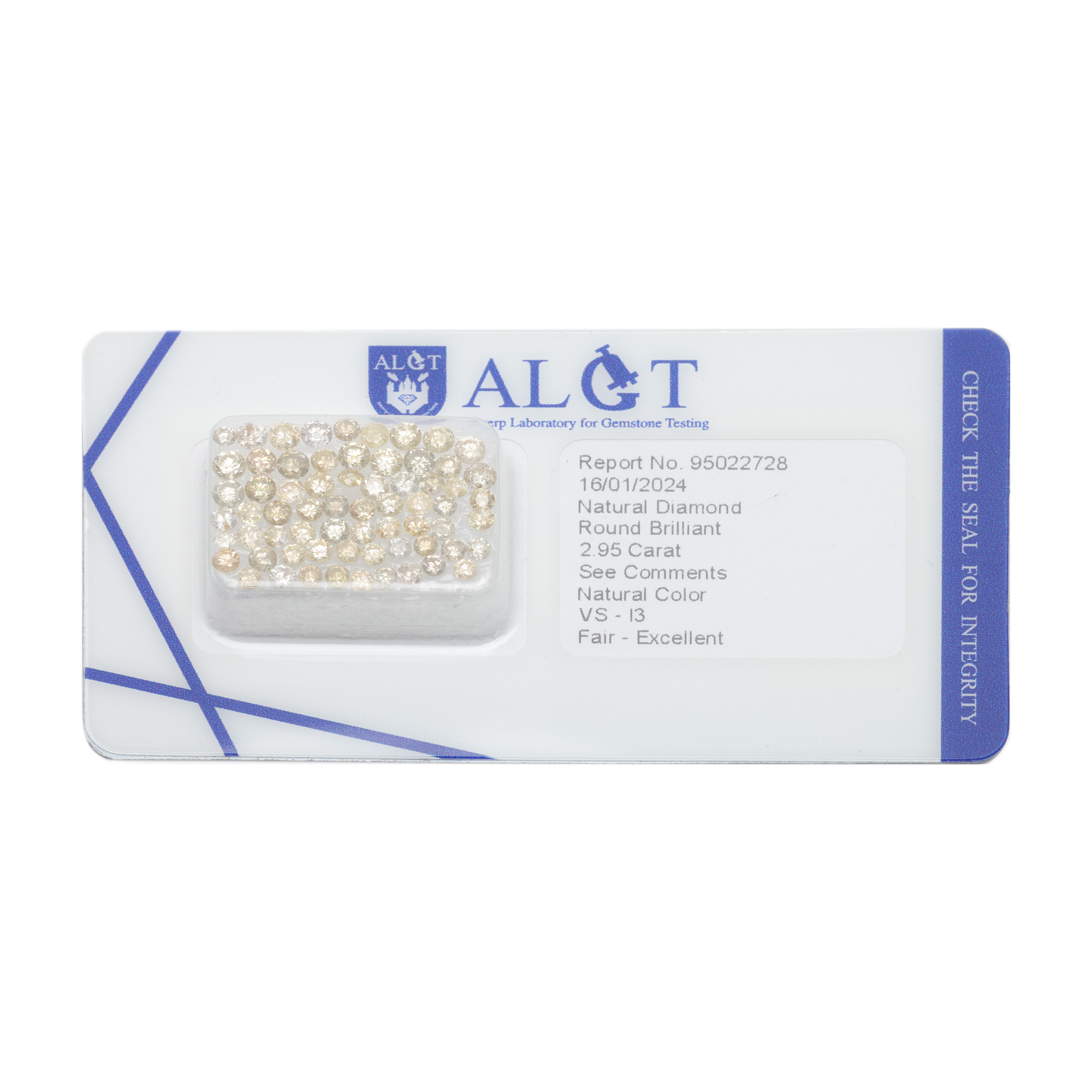 Diamond Package, approx. 2.95 ct., accompanied by ALGT gemological certificate