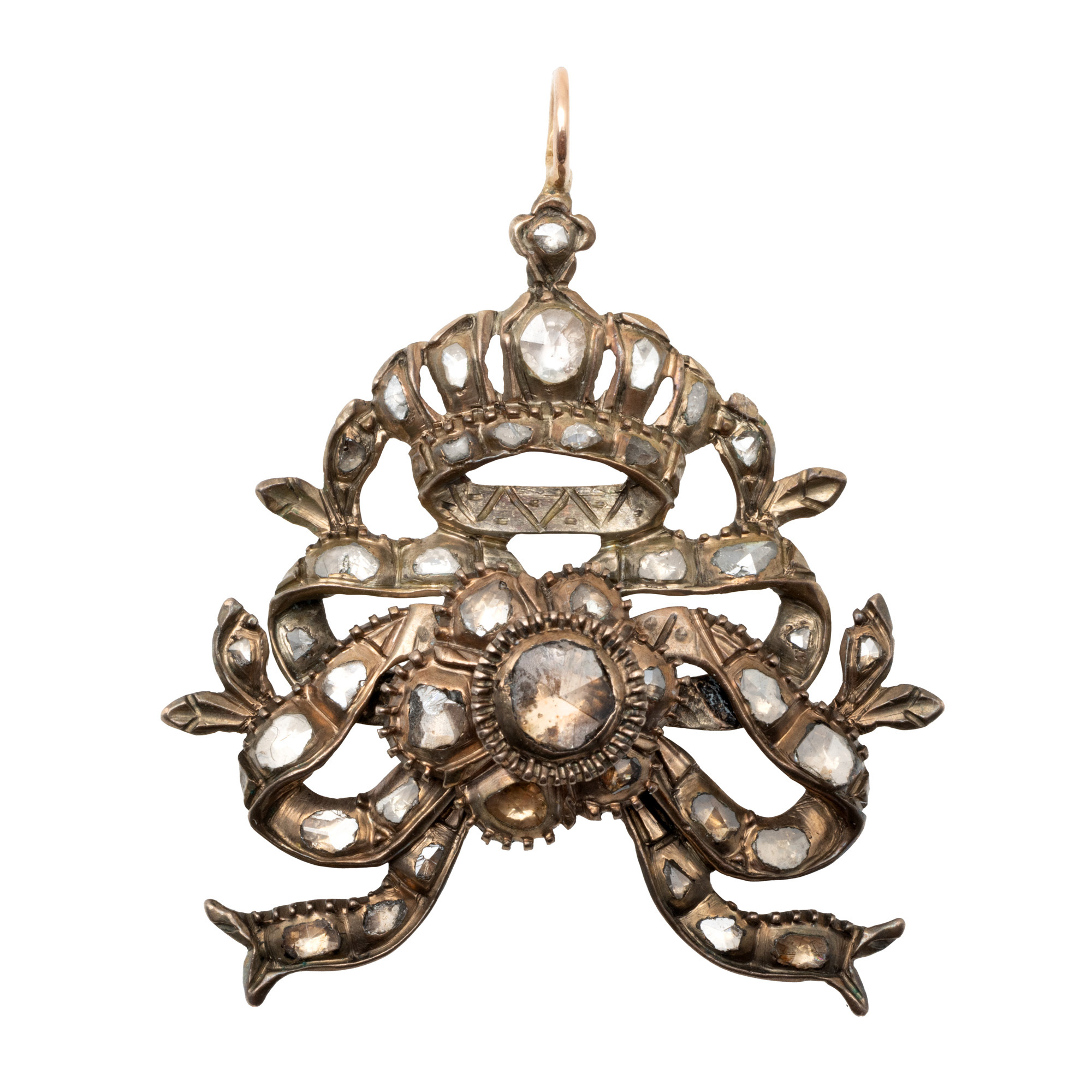 White and red gold pendant, decorated with diamonds, mid 19th century