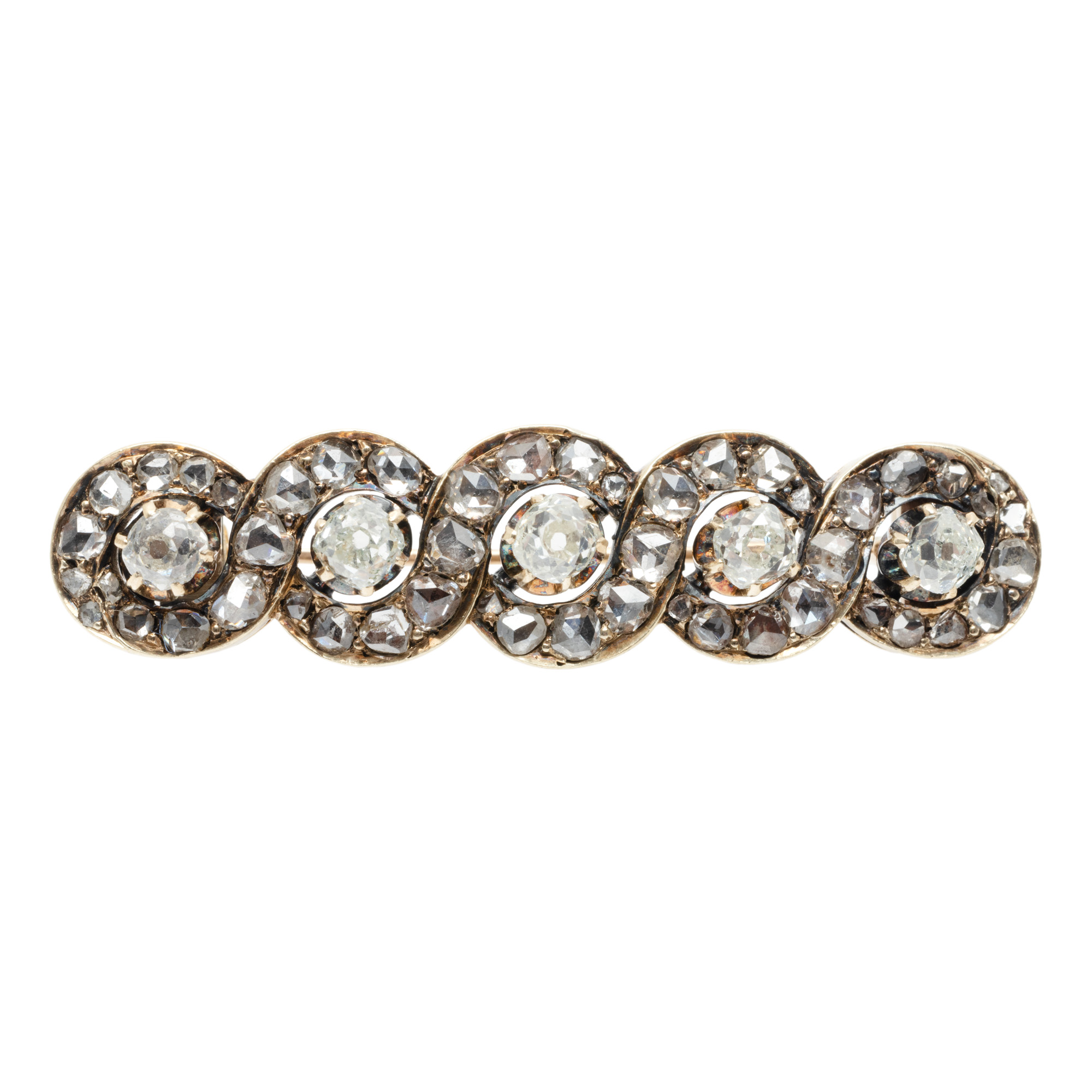 Red and Yellow Gold Brooch Adorned with Diamonds