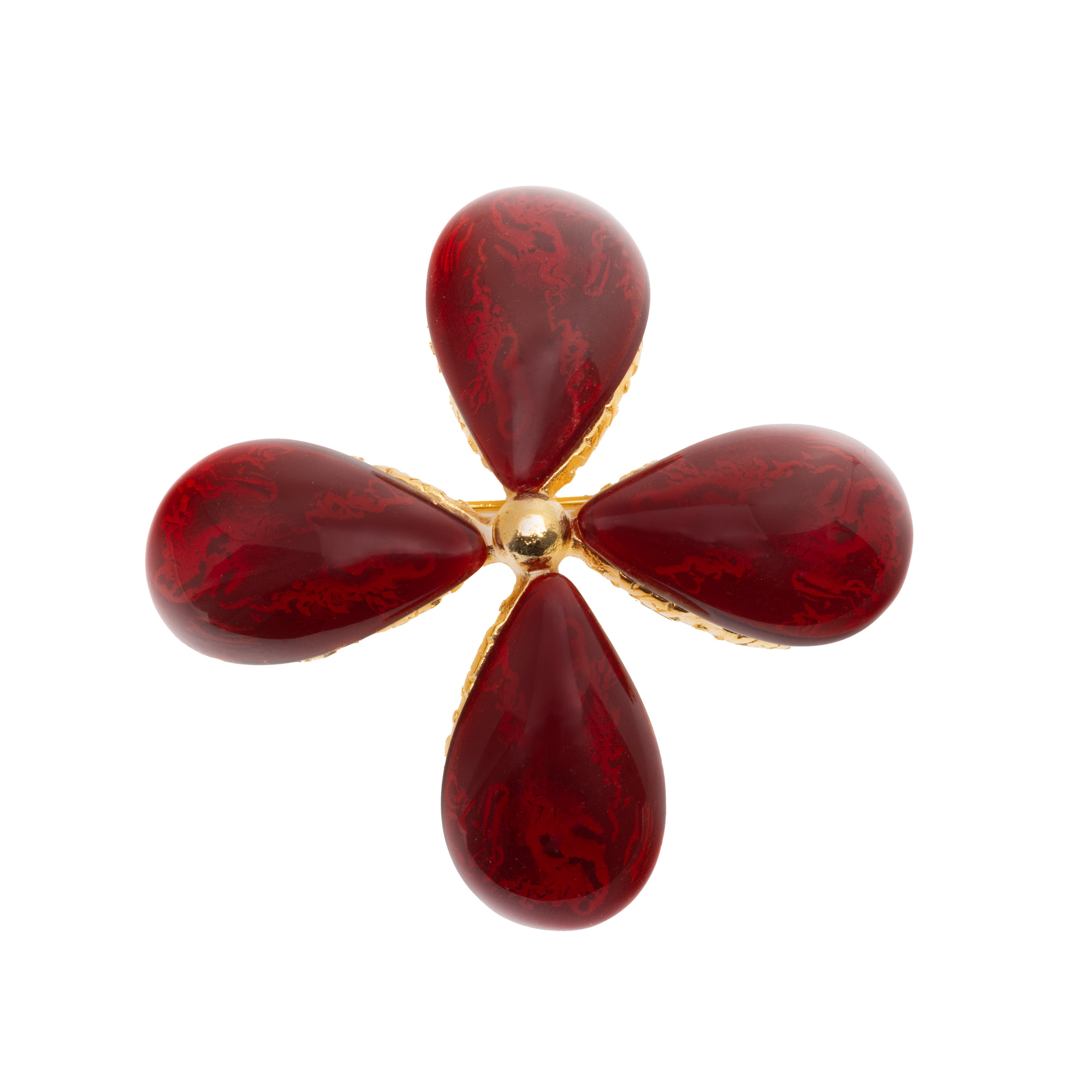 Broșă Yves Saint Laurent, aurită, sub formă de floare