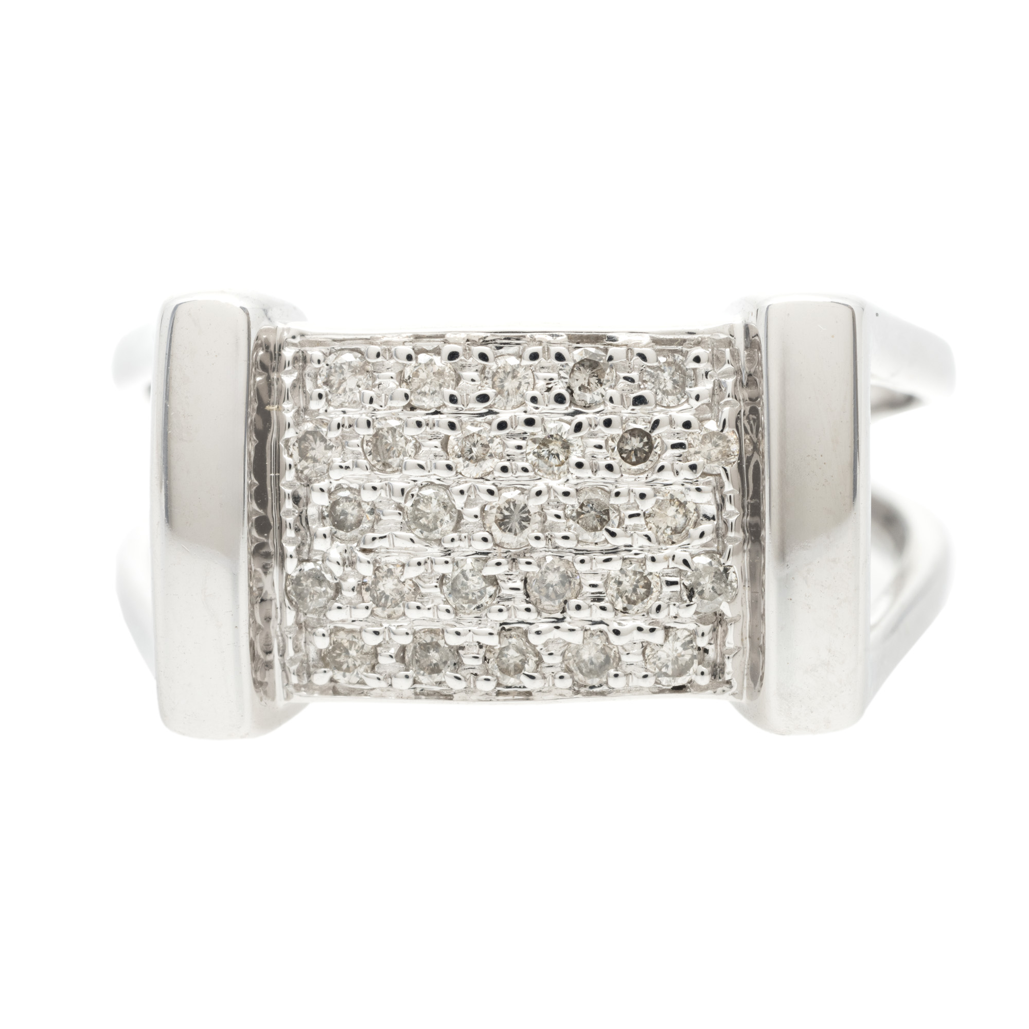 White gold ring, paved with diamonds