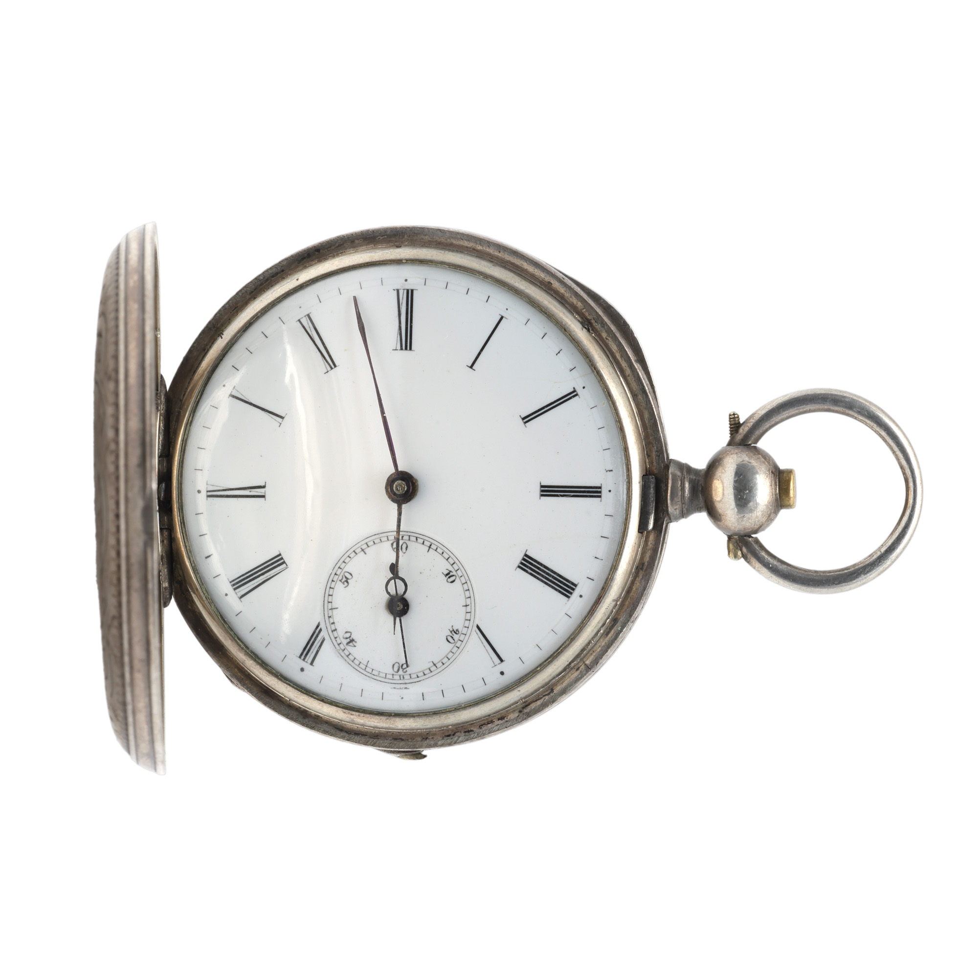 Vacheron Constantin Cylinder Pocket Watch, Men's, Covers Engraved with Scenes of Swiss Couple and Lake Port