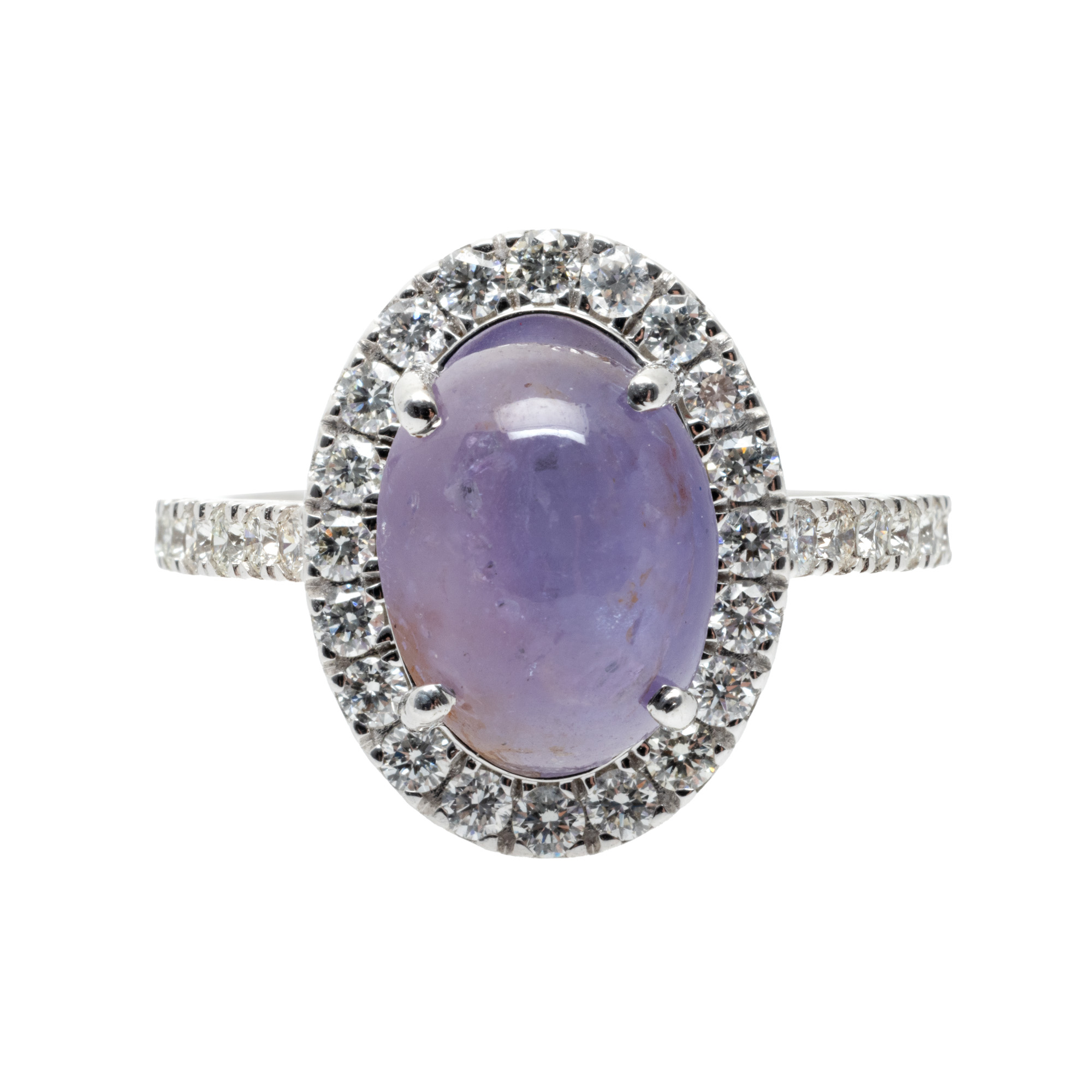 Inel din aur alb, decorat cu safir roz si diamante, însoțit de certificat gemologic IGI