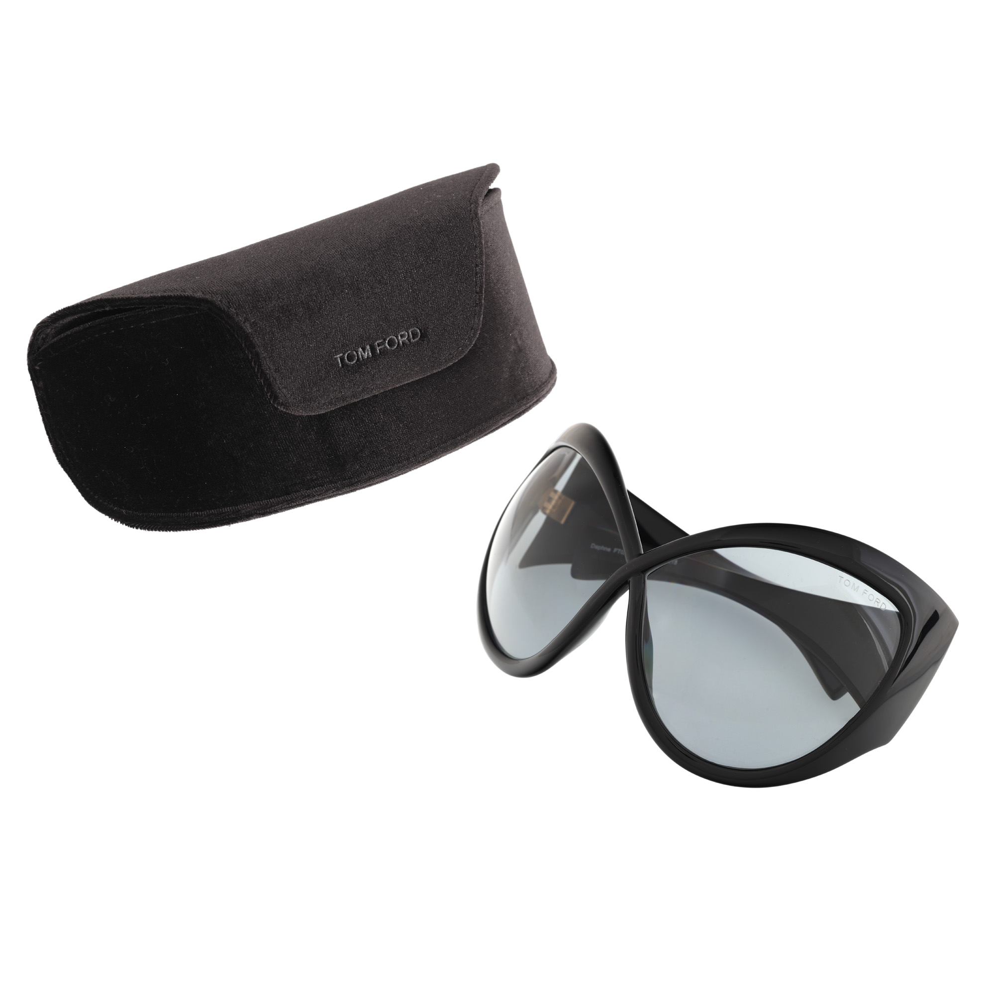 Pereche de ochelari de soare Tom Ford, oversize, însoțită de etui